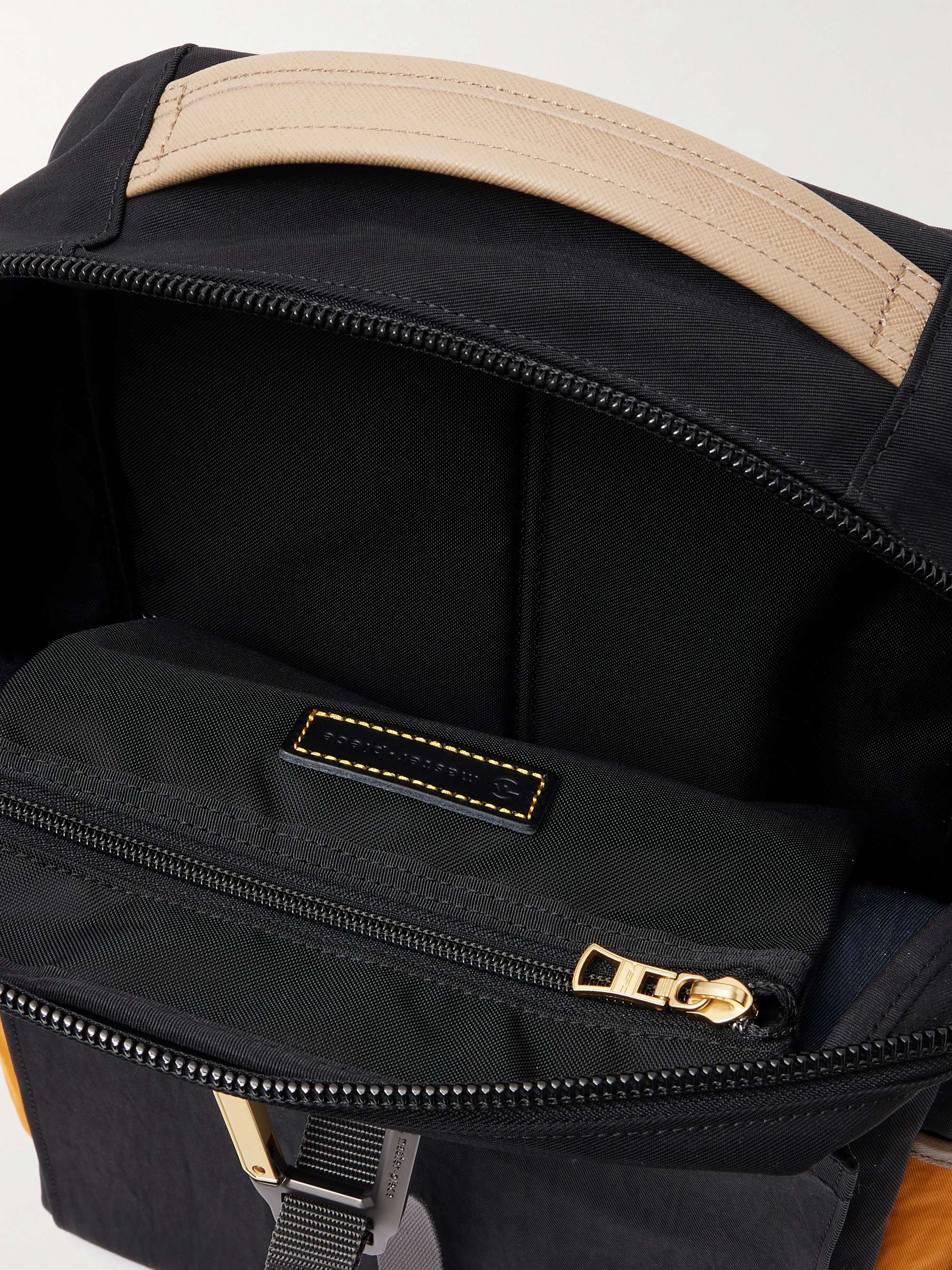 MASTER-PIECE Link Colour-Block Leather and Webbing-Trimmed Nylon Backpack