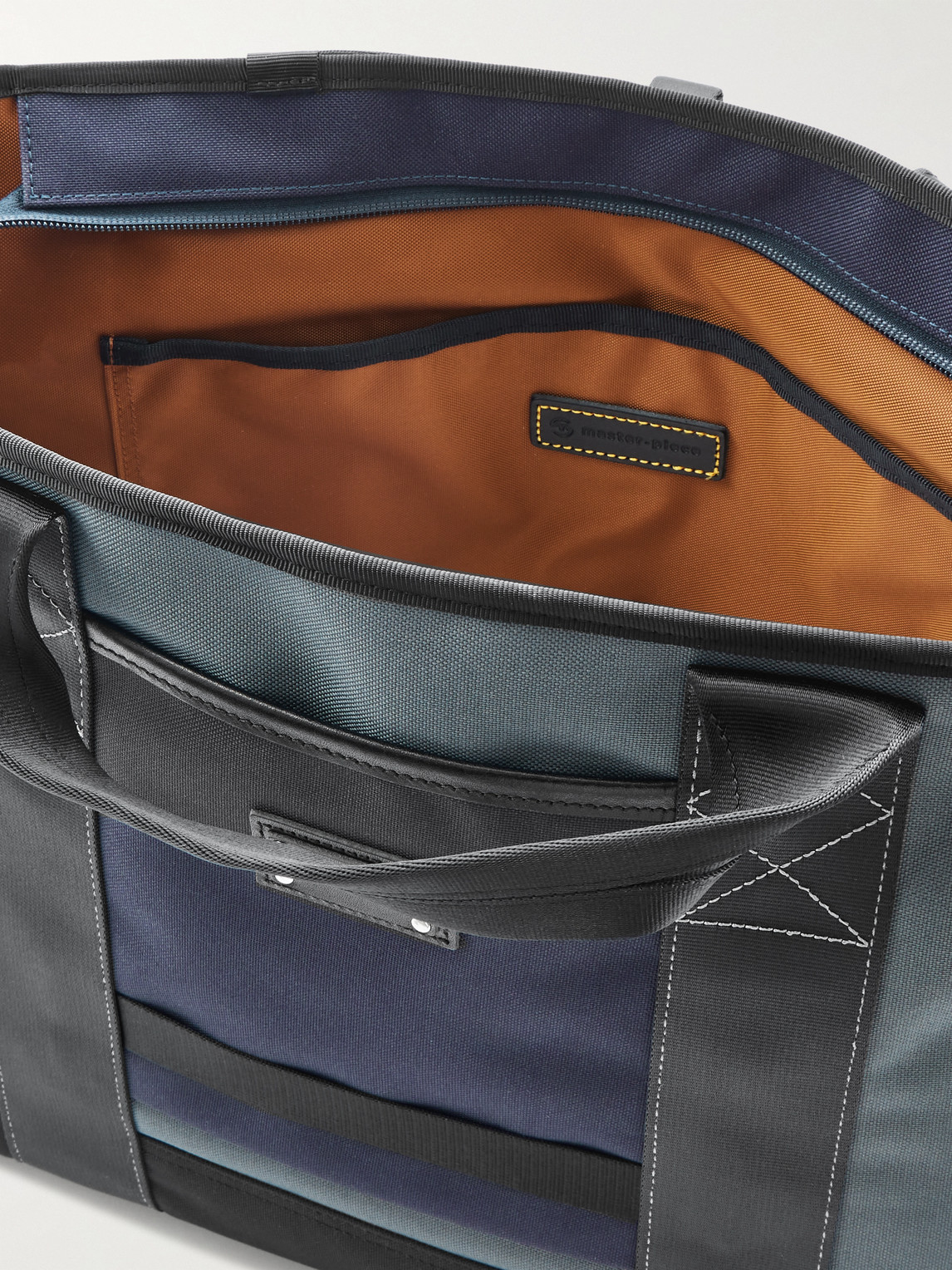 Master-piece Defend 2-way Leather-trimmed Coated-canvas Tote Bag In Blue