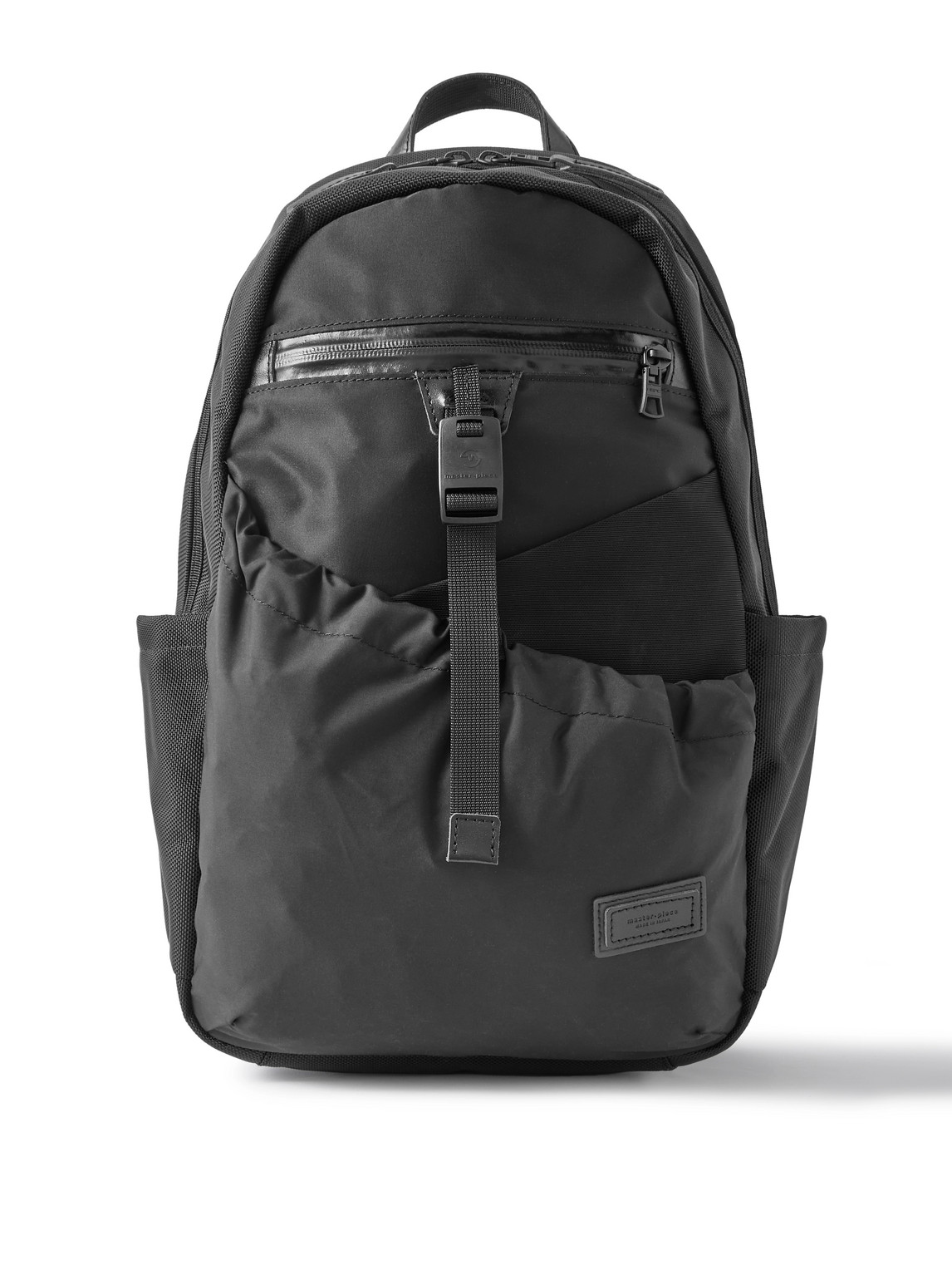 Master-piece Scramble Leather-trimmed Nylon Oxford, Twill And Shell Backpack In Black