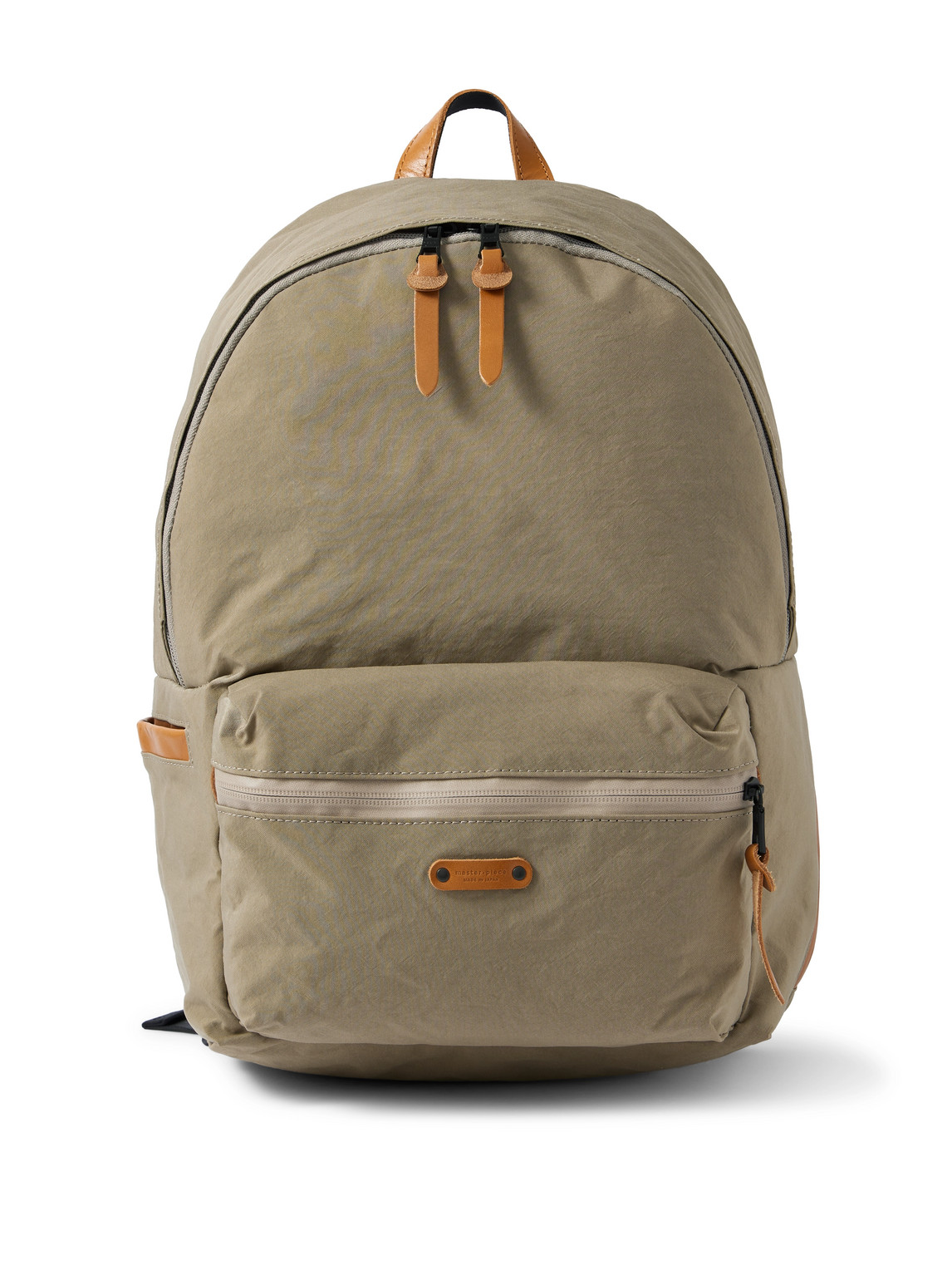 Master-piece Root Leather-trimmed Nylon Oxford Backpack In Brown