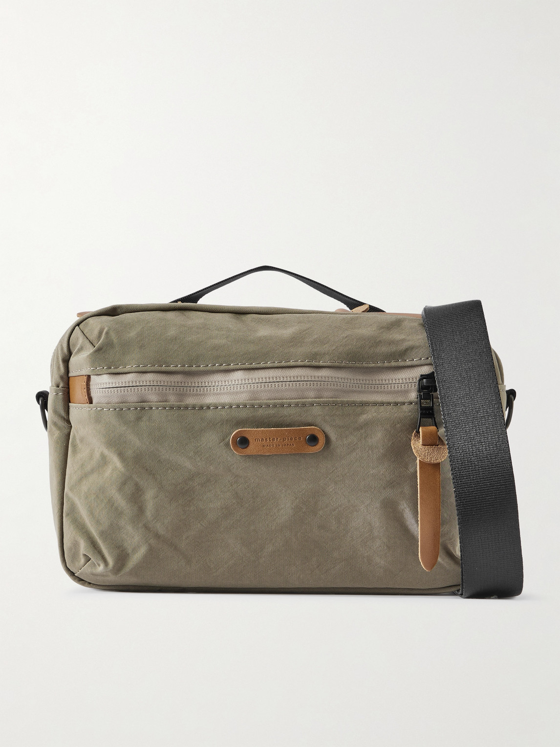 Master-piece Root S Leather-trimmed Nylon Messenger Bag In Brown