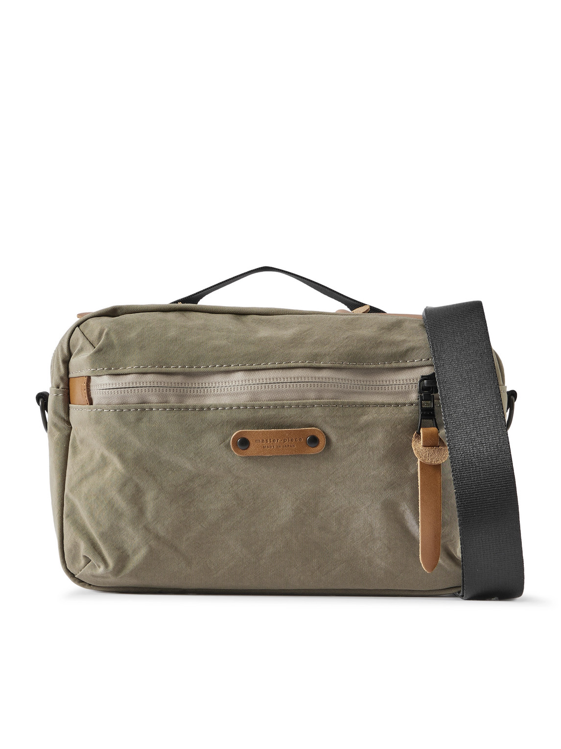 Master-piece Root S Leather-trimmed Nylon Messenger Bag In Brown