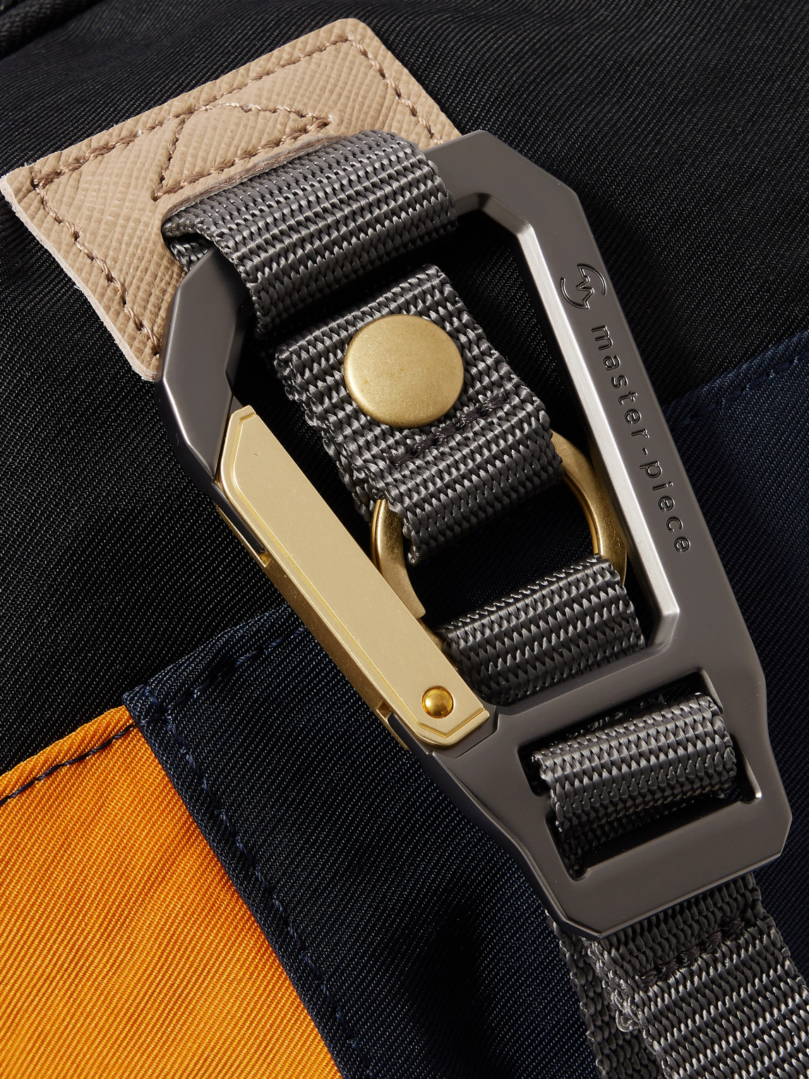 Master-piece Link Leather-trimmed Nylon-twill Belt Bag In Black