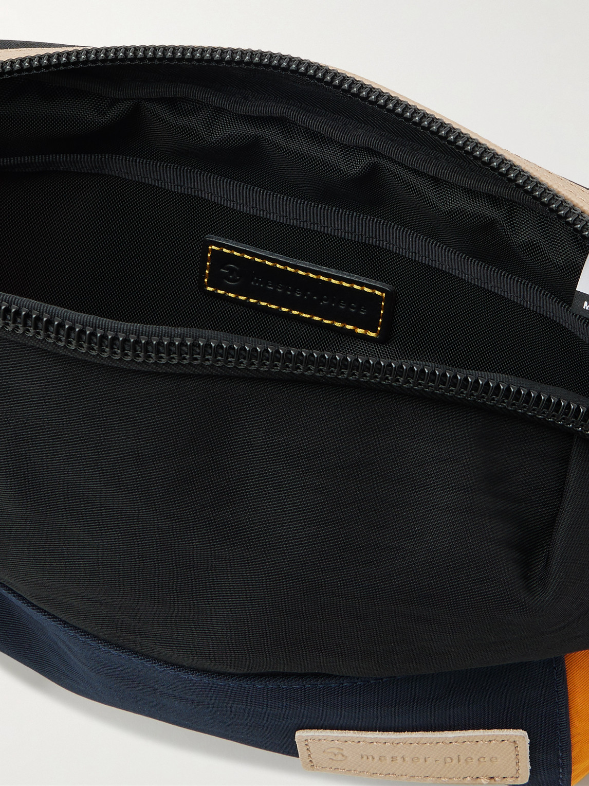 Master-piece Link Leather-trimmed Nylon-twill Belt Bag In Black