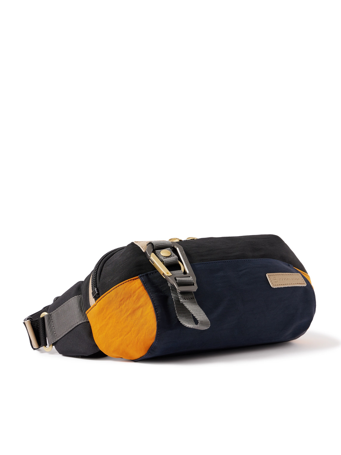 Master-piece Link Leather-trimmed Nylon-twill Belt Bag In Black