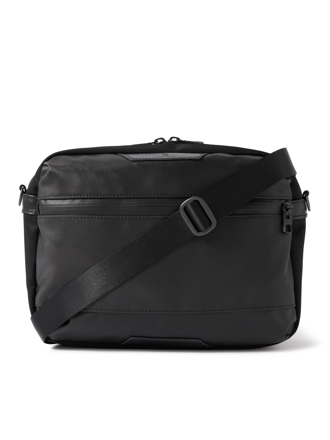 Master-piece Progress Leather-trimmed Coated Nylon-twill Messenger Bag In Black
