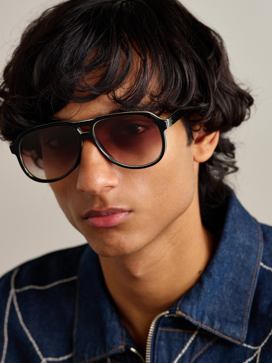 Cutler And Gross 9782 Aviator-style Acetate Sunglasses In Gray