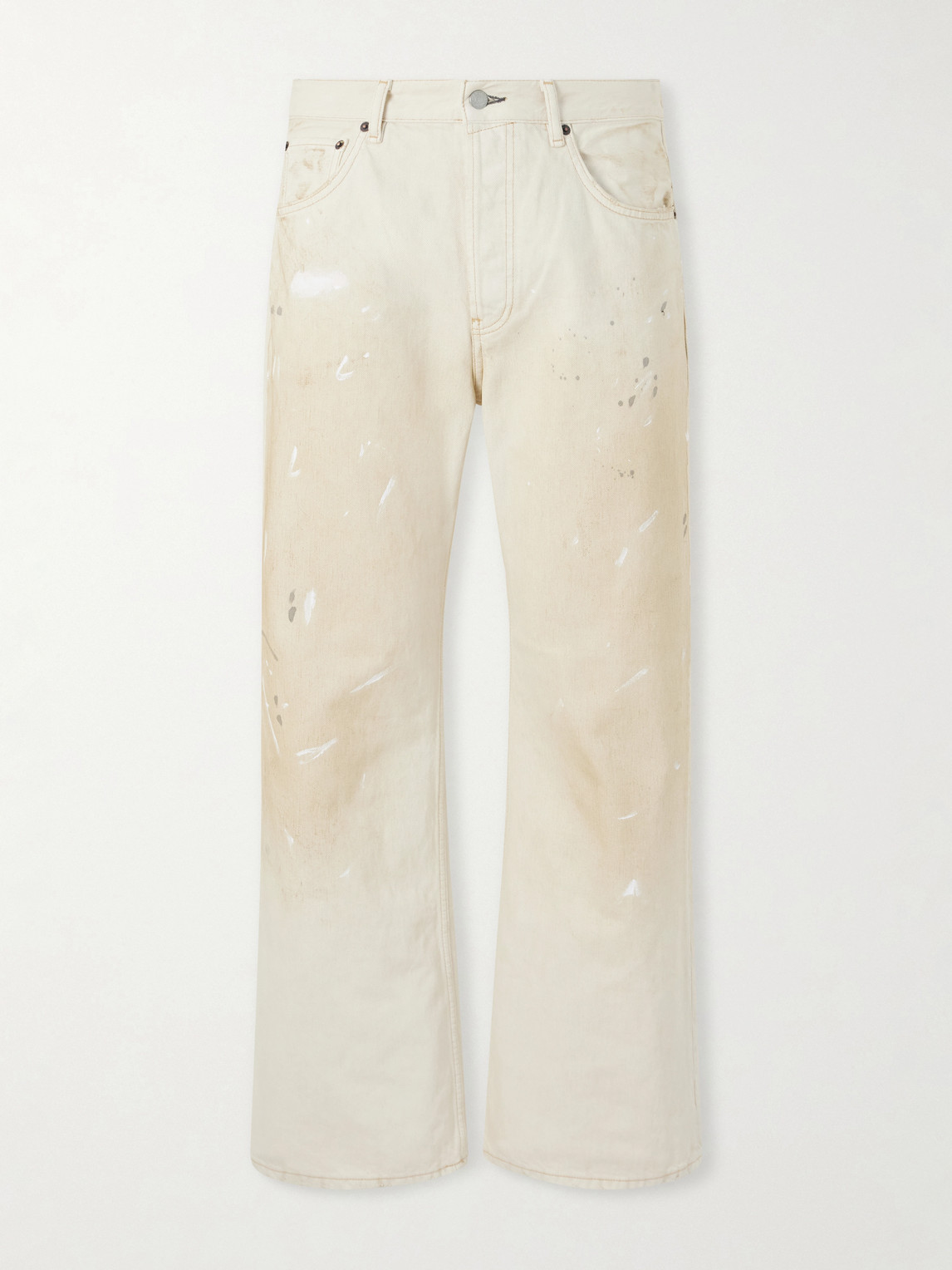 Acne Studios Paint-splattered Straight-leg Jeans In Neutral