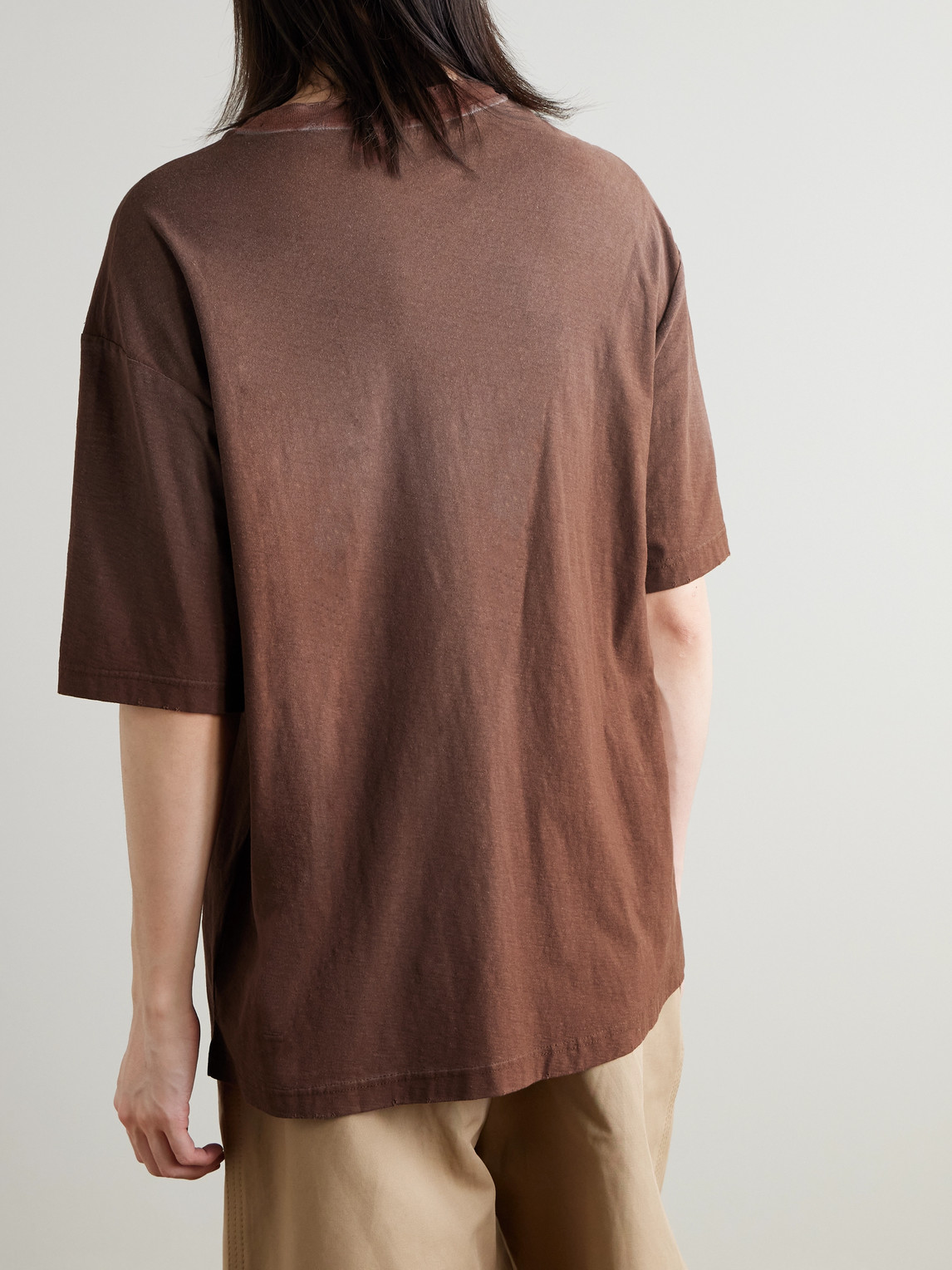 Exford U Oversized Logo-Print Distressed Cotton-Jersey T-Shirt