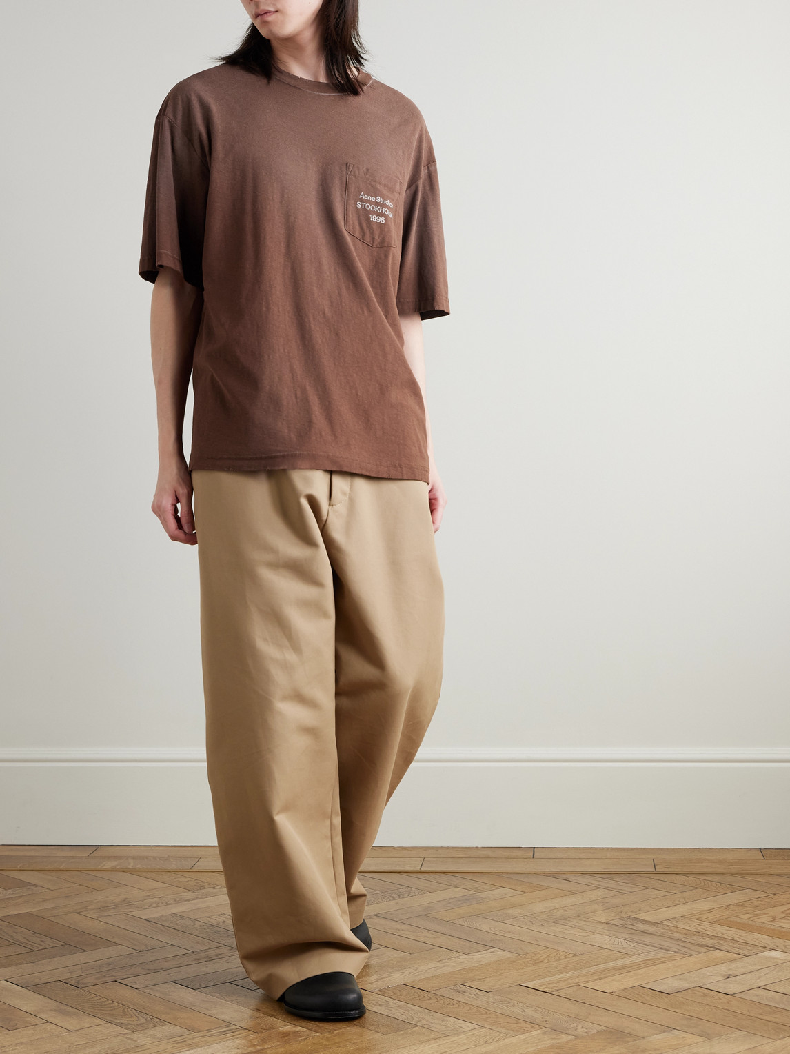 Exford U Oversized Logo-Print Distressed Cotton-Jersey T-Shirt