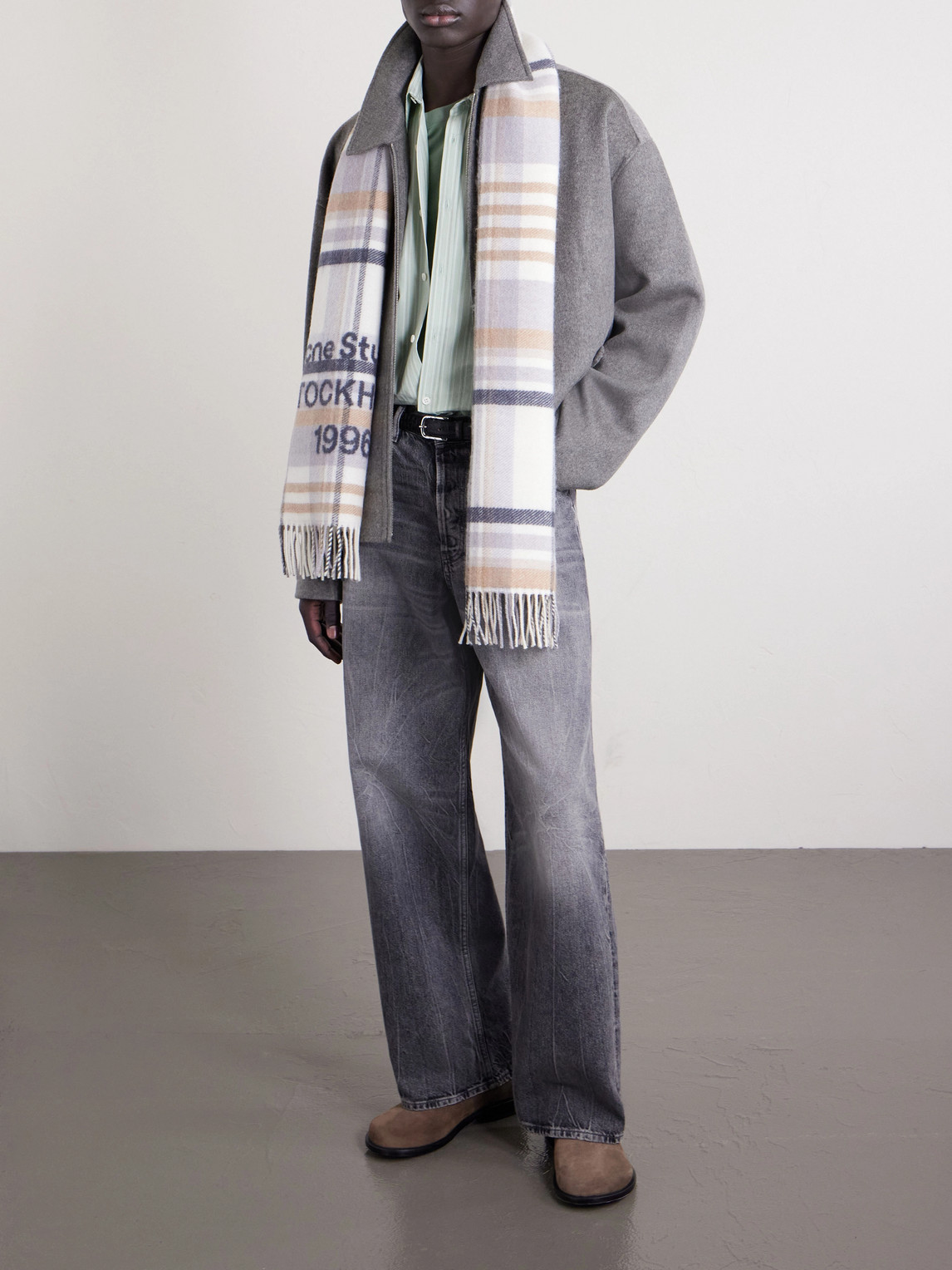 Acne Studios 1996 Fringed Checked Wool Scarf In Multi