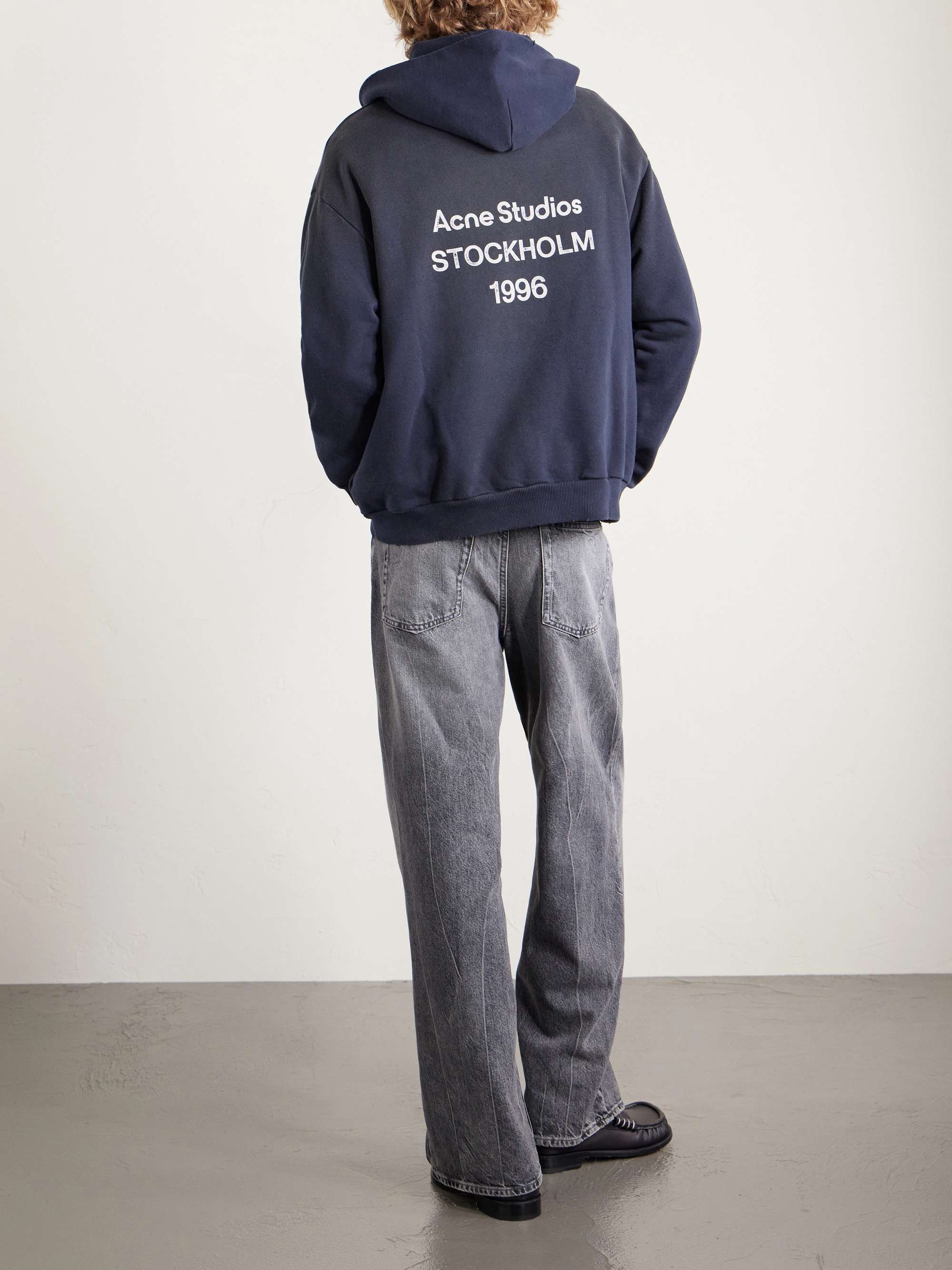 ACNE STUDIOS Franziska Garment-Dyed Distressed Logo-Print Cotton