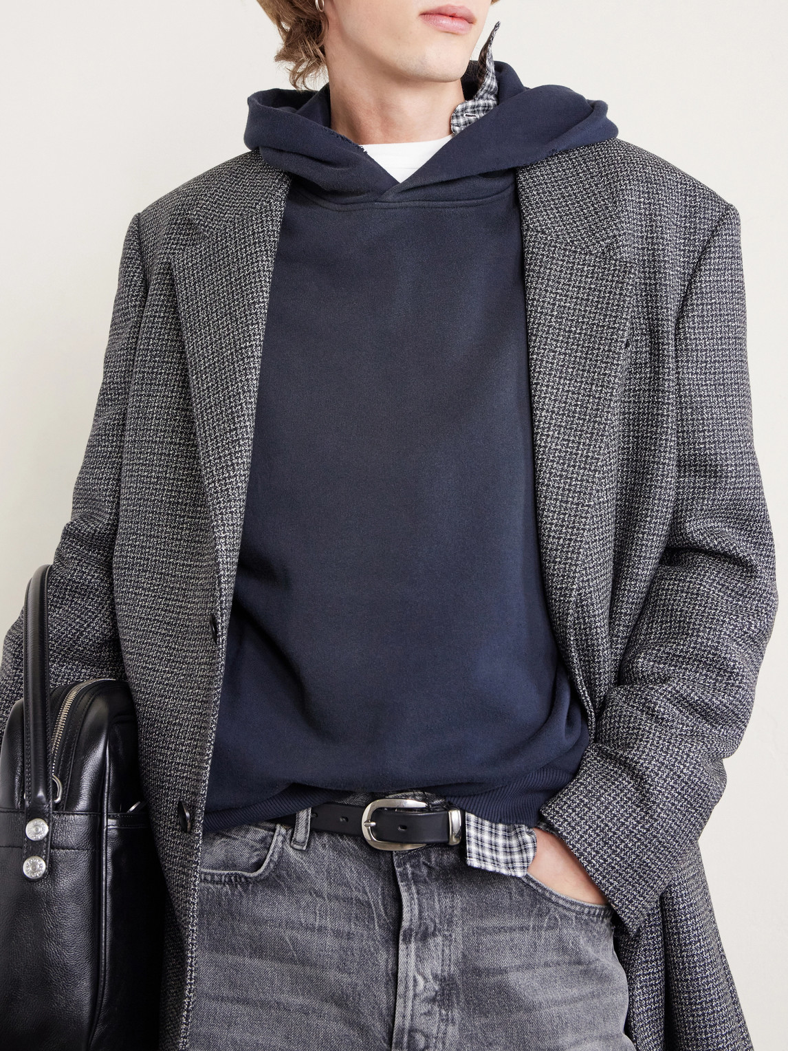 Franziska Garment-Dyed Distressed Logo-Print Cotton-Blend Jersey Hoodie