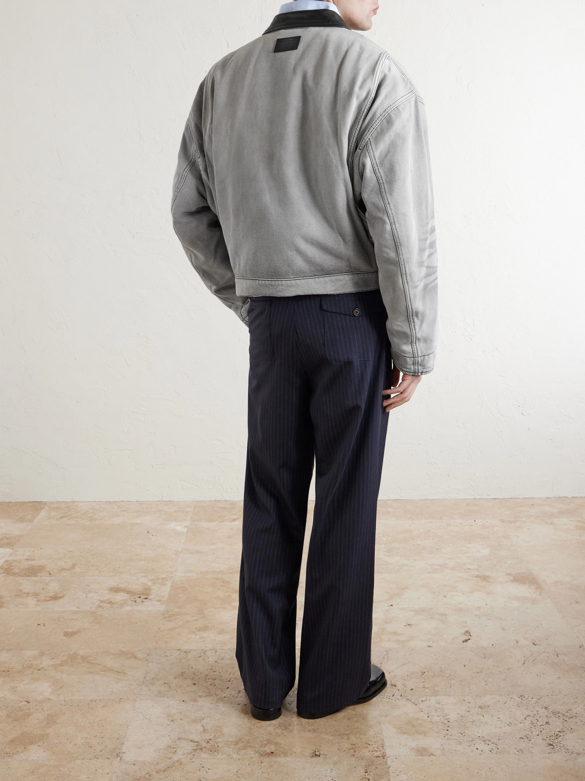  Acne Studios - Cotton Leather-trimmed Jacket - Men - Gray - It 44 