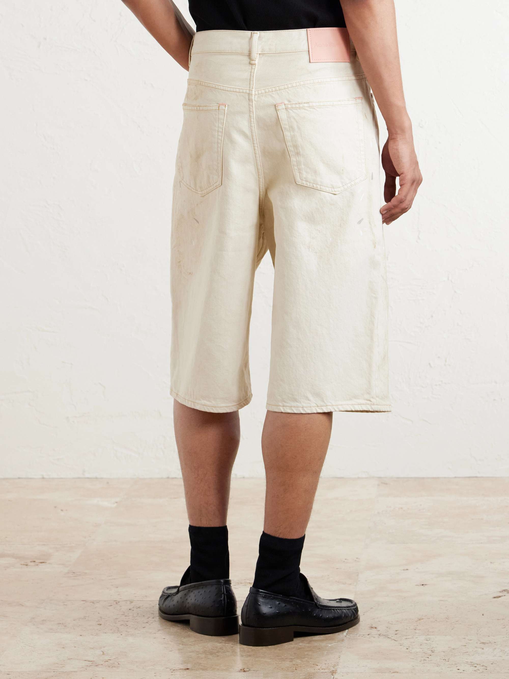ACNE STUDIOS Judda Straight-Leg Paint-Splattered Cotton Shorts for