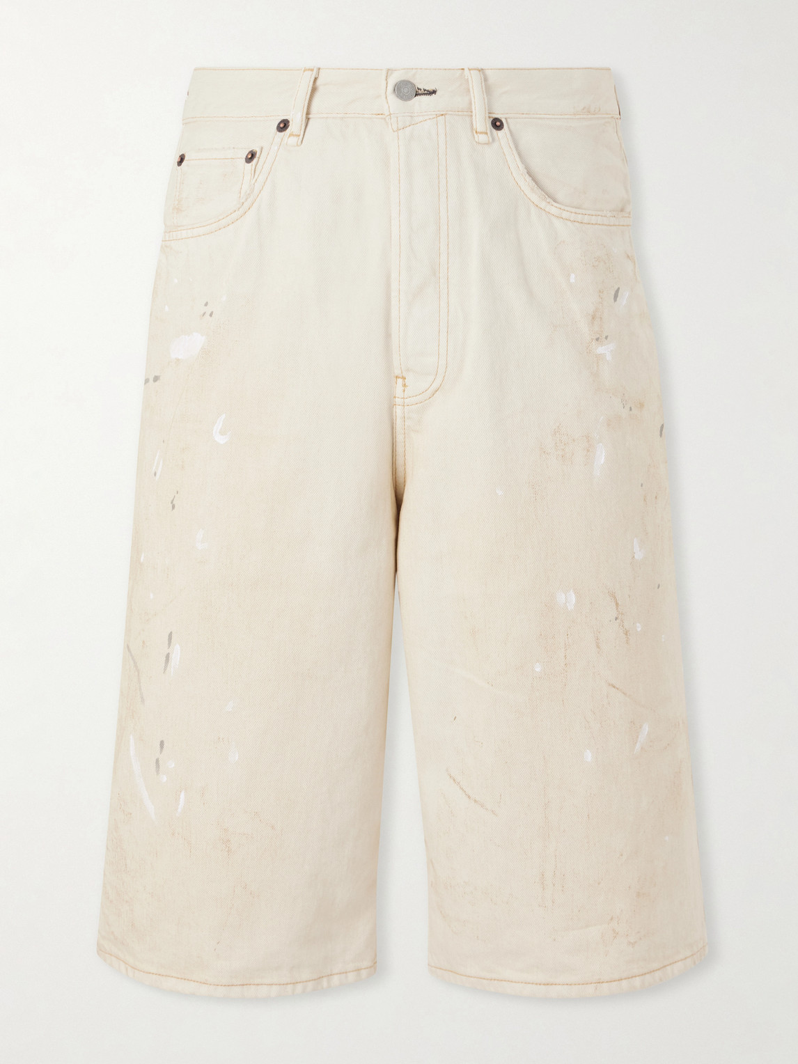 Acne Studios Judda Straight-Leg Paint-Splattered Cotton Shorts IT 54
