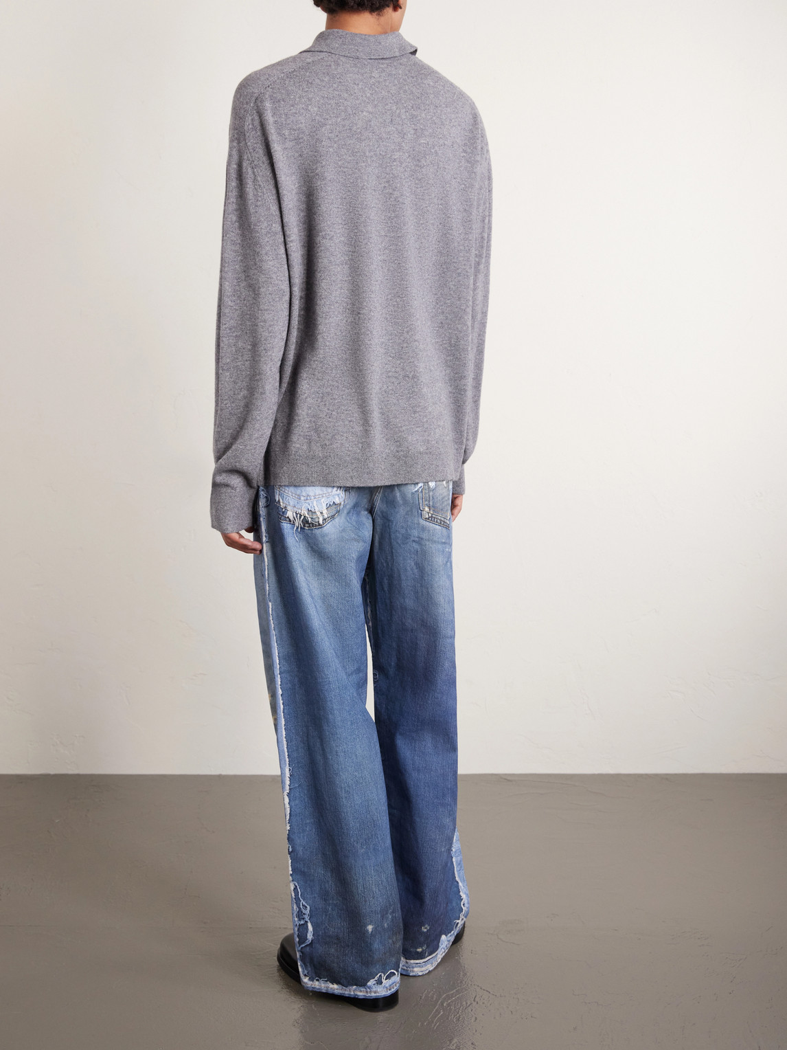 Oversized Logo-Embroidered Wool And Yak-Blend Polo Sweater