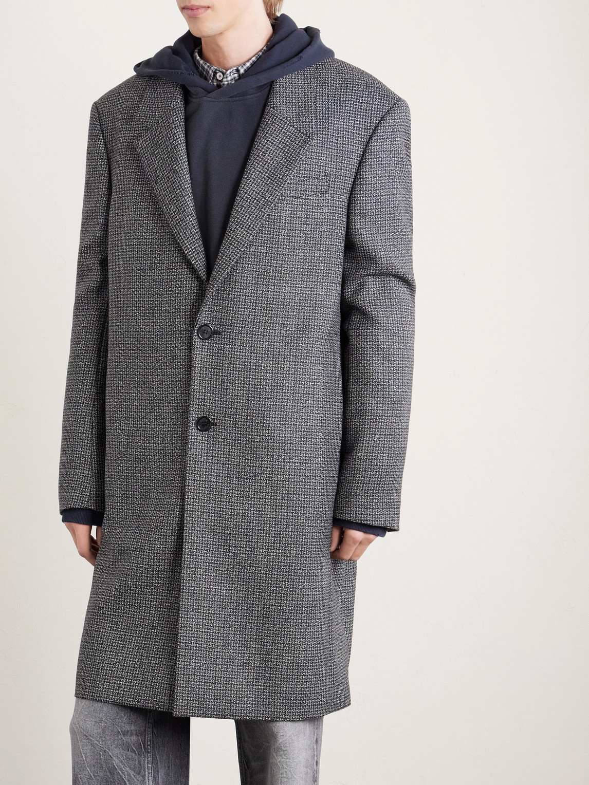  Acne Studios - Otam Houndstooth Wool Coat - Men - Black - It 44 