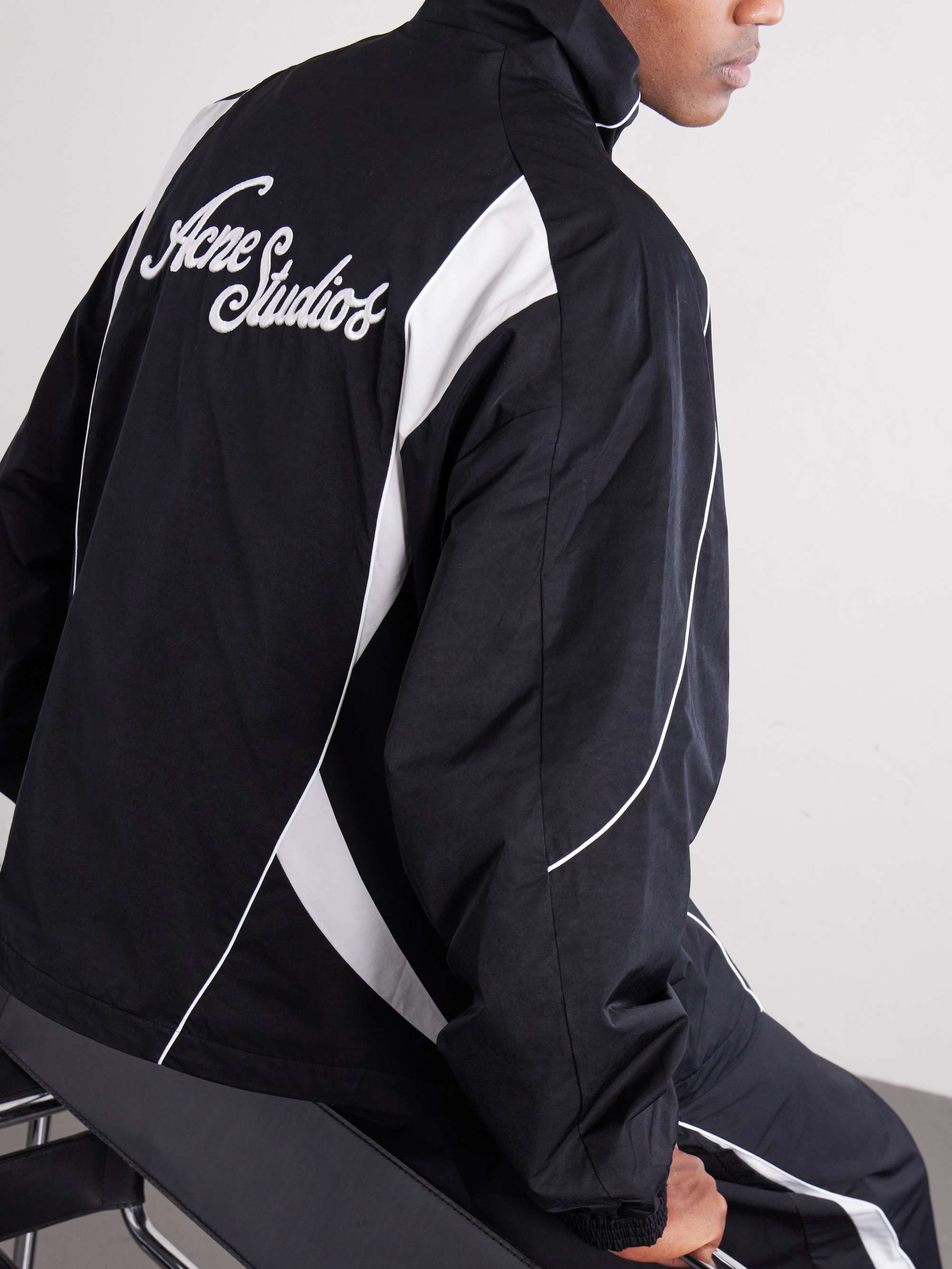 ACNE STUDIOS Technical Logo-Embroidered Striped Cotton-Blend