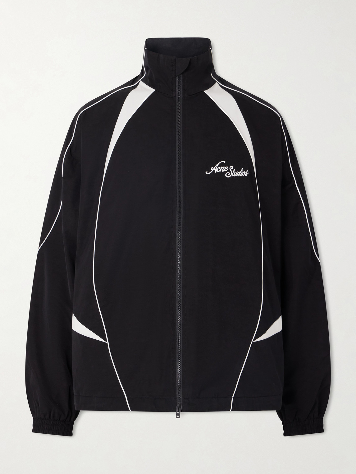 Acne Studios Technical Logo-embroidered Striped Cotton-blend Jacket In Black