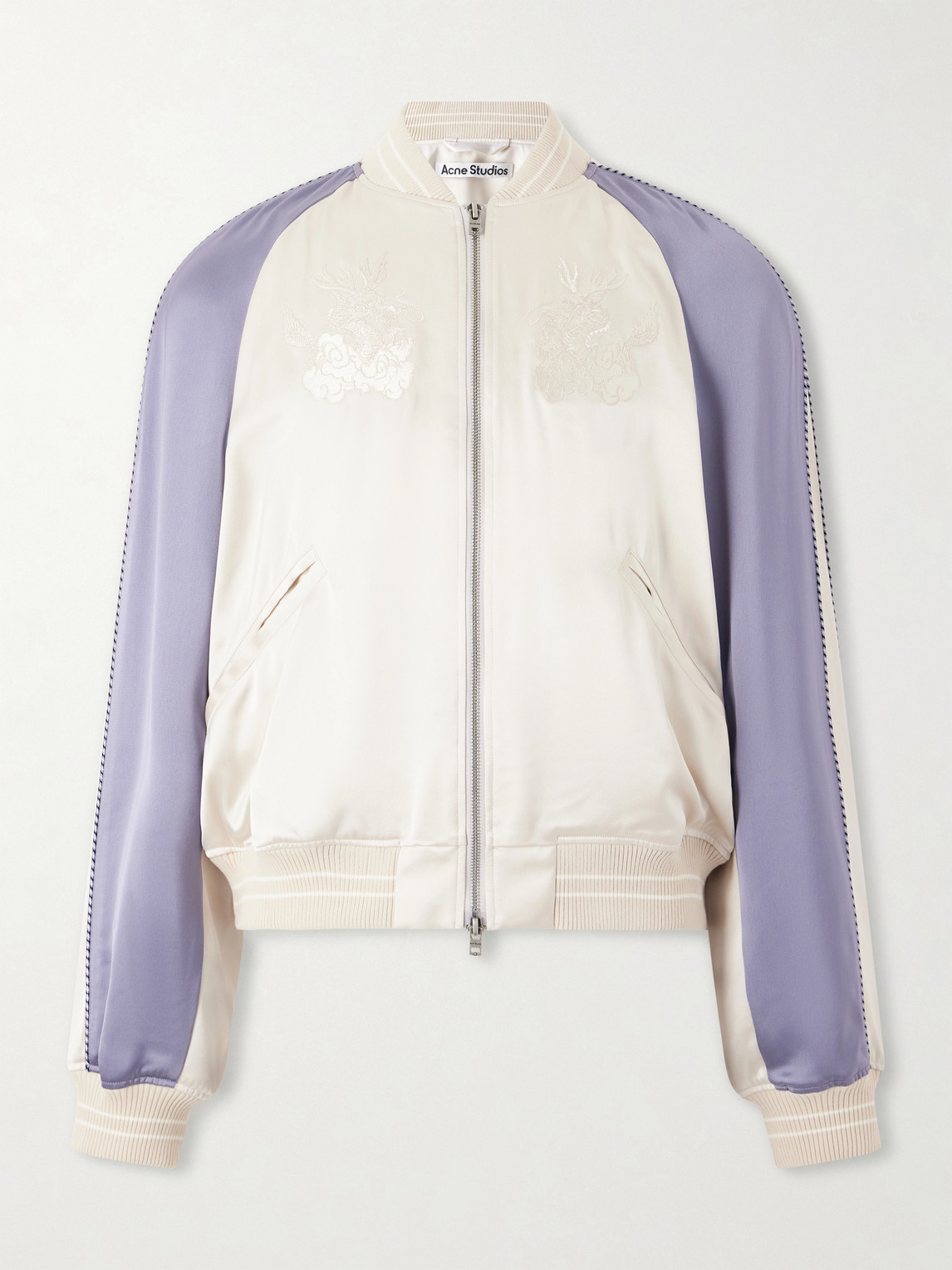 Acne Studios Oskol Dragon Embroidered Satin Bomber Jacket In Multi