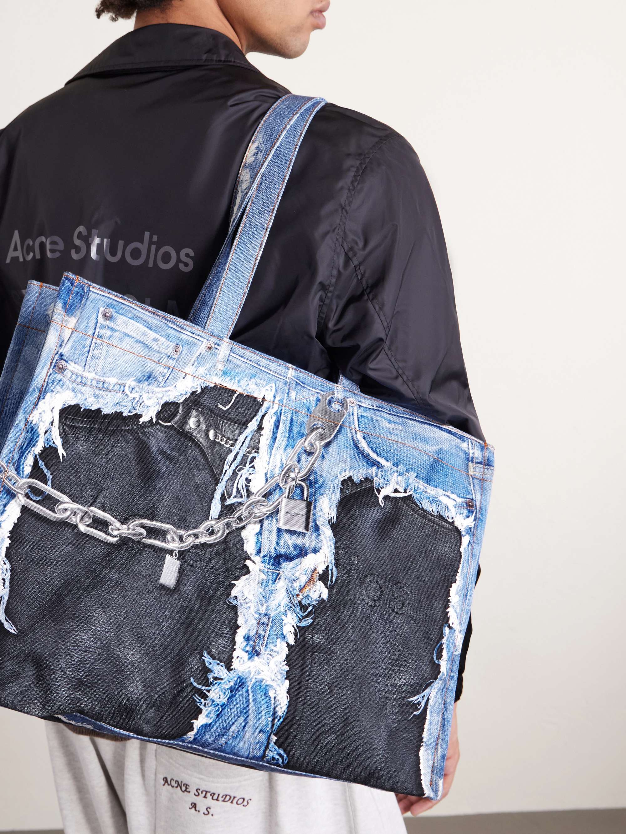 ACNE STUDIOS Trompe L'oeil Organic Cotton Tote Bag for Men | MR