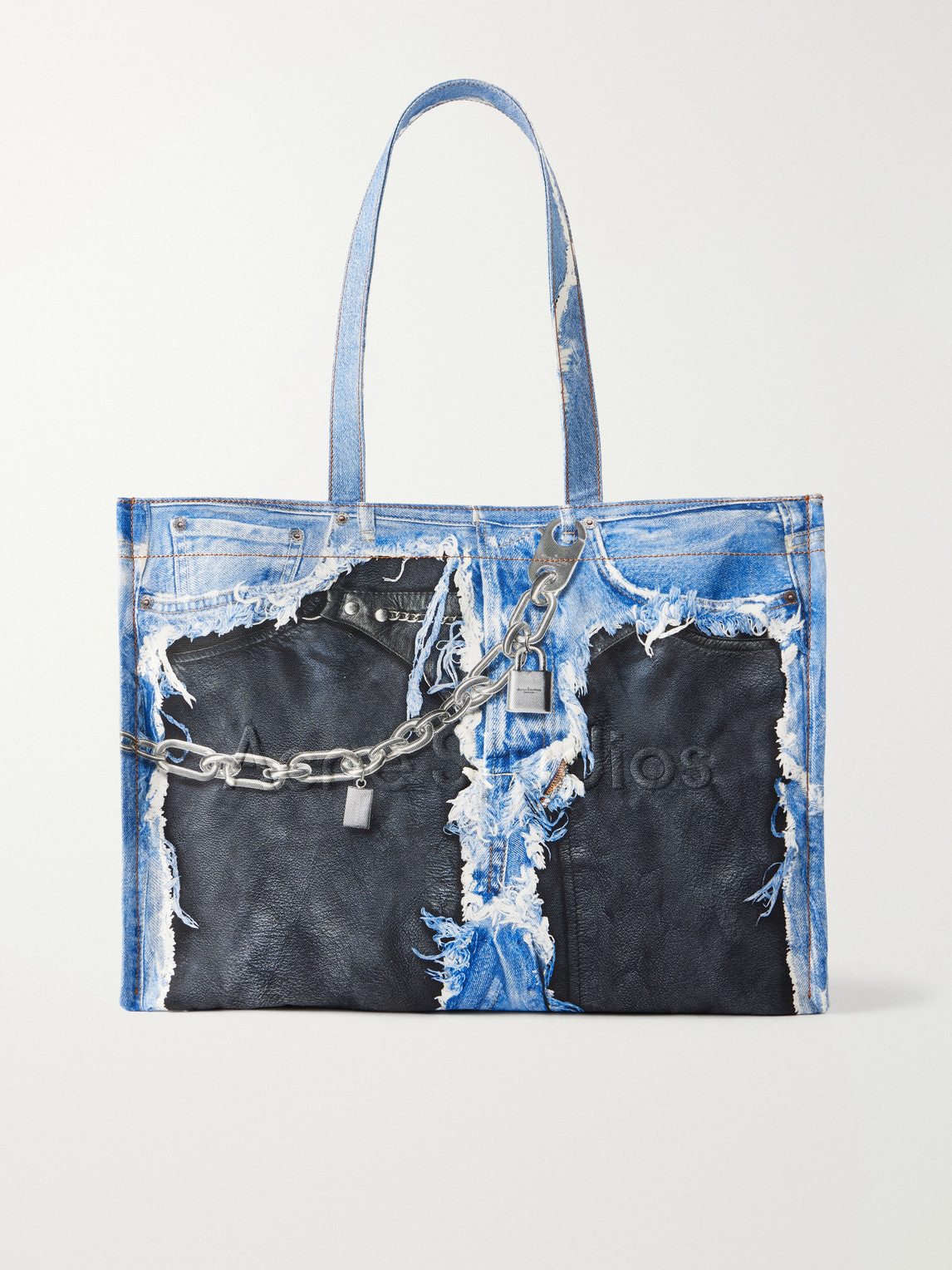 Acne Studios Trompe L'oeil Organic Cotton Tote Bag In Blue