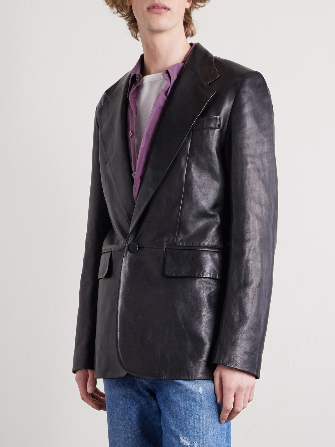 Acne Studios Leather Jacket In Black