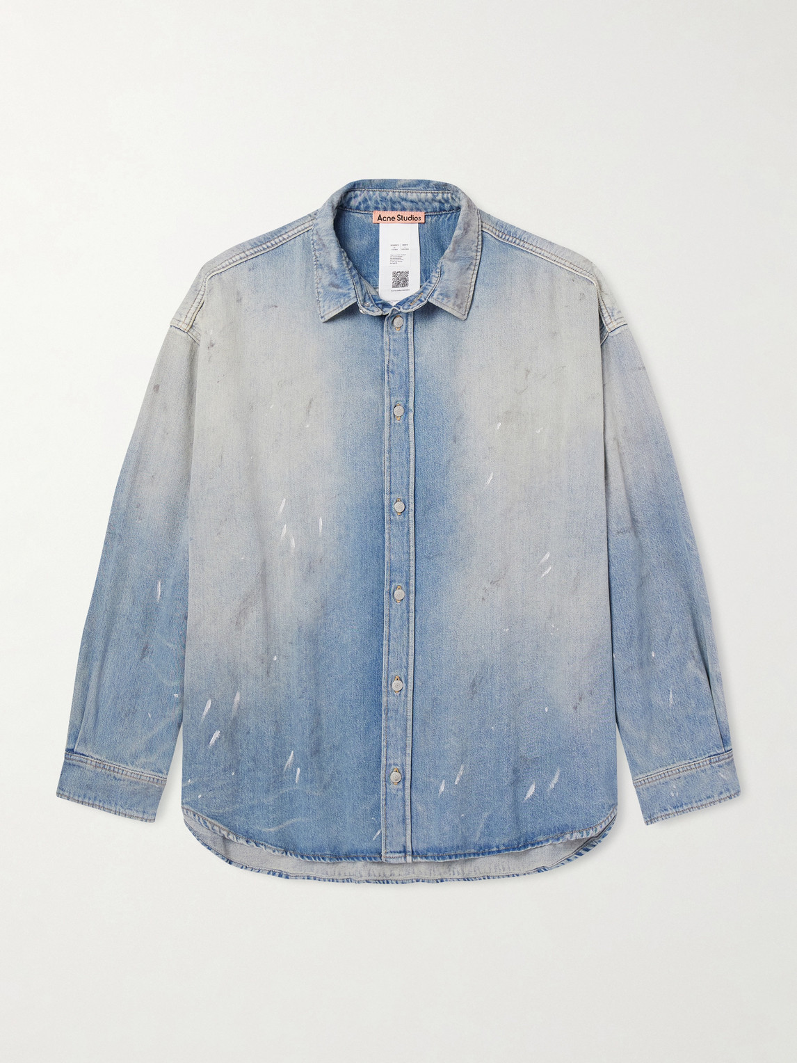 Acne Studios Paint-splattered Distressed Denim Shirt In Blue