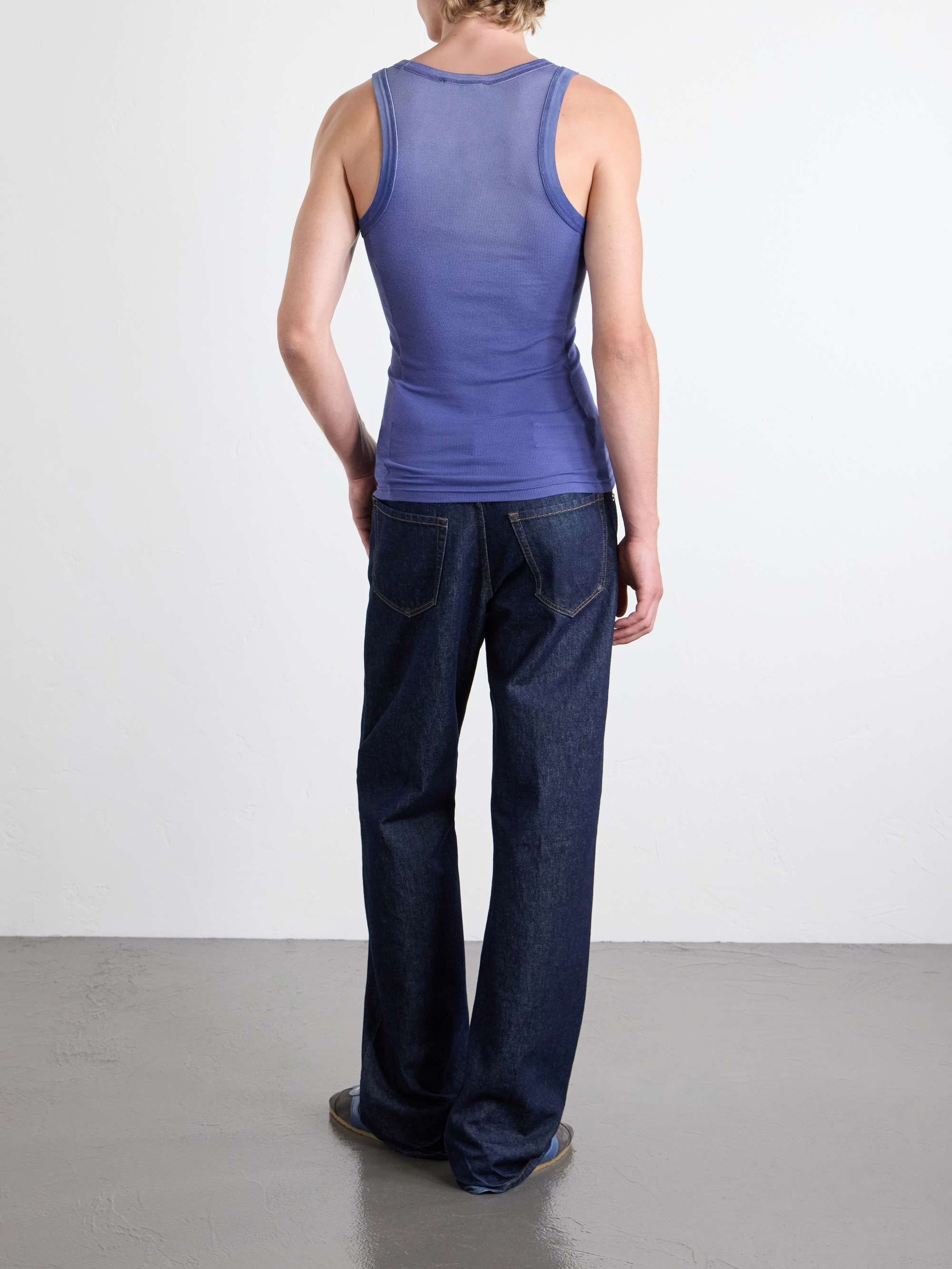 Acne Studios デニムタンクトップ Acne Studios - Ribbed tank top - White/navy