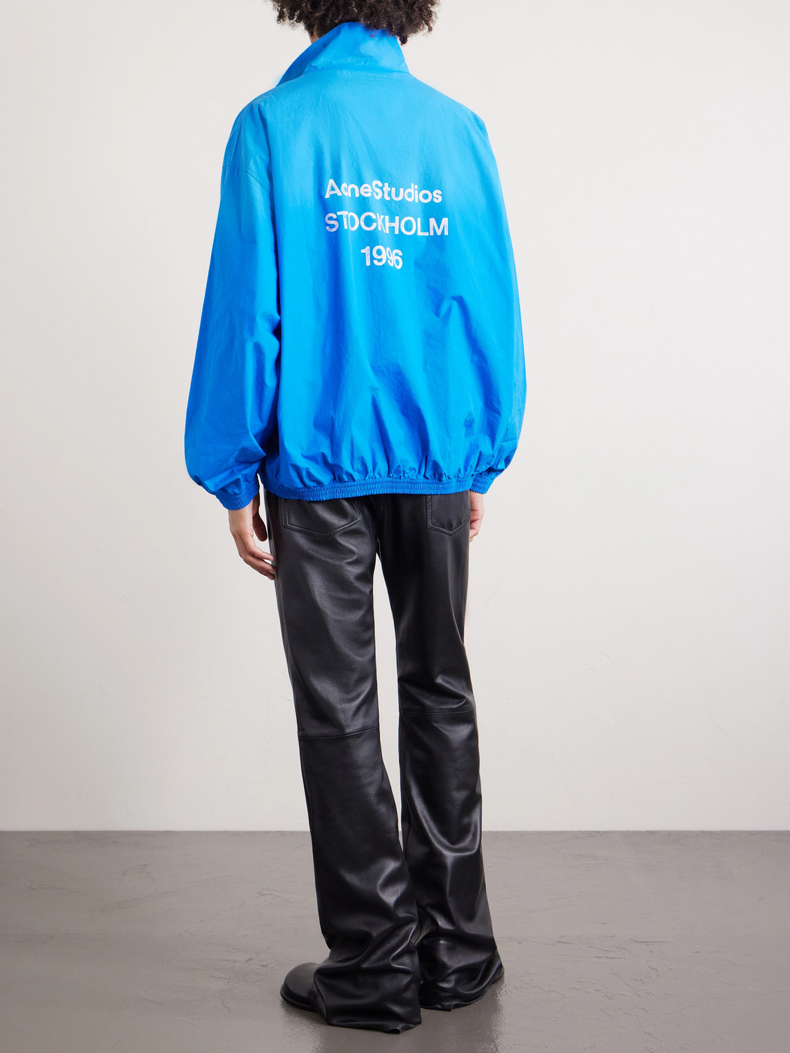 Acne Studios Olando Logo-print Cotton-poplin Jacket In Blue