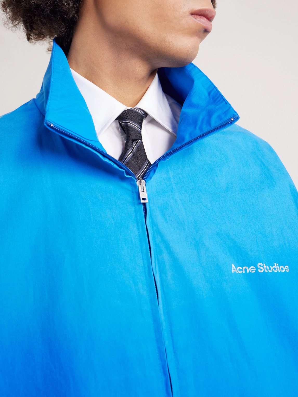 Acne Studios Olando Logo-print Cotton-poplin Jacket In Blue