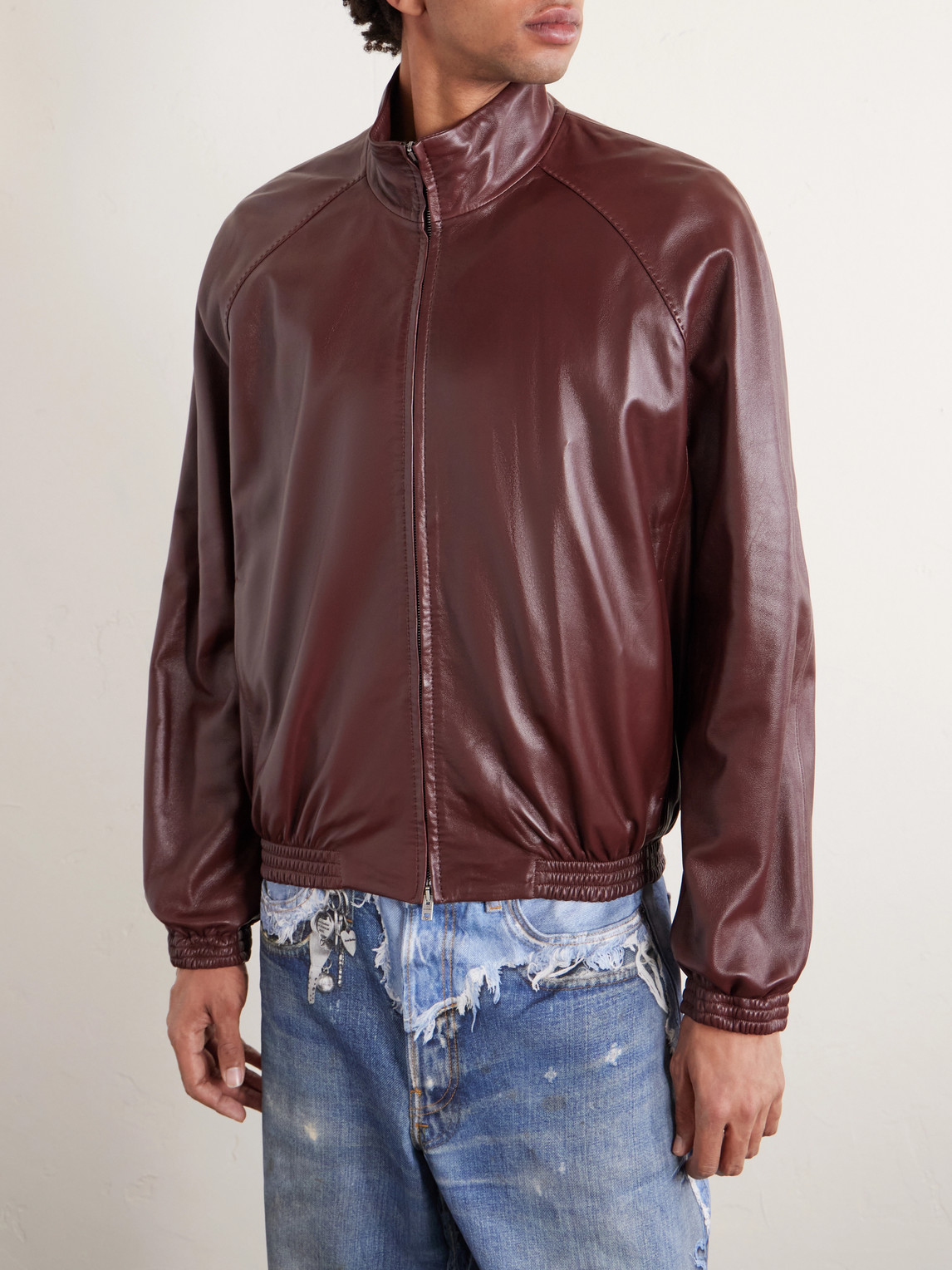  Acne Studios - Lokot Leather Jacket - Men - Burgundy - It 46 