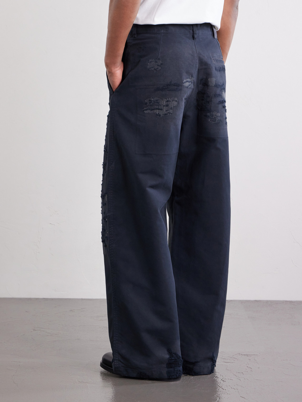  Acne Studios - Straight-leg Distressed Cotton Trousers - Men - Black - It 44 