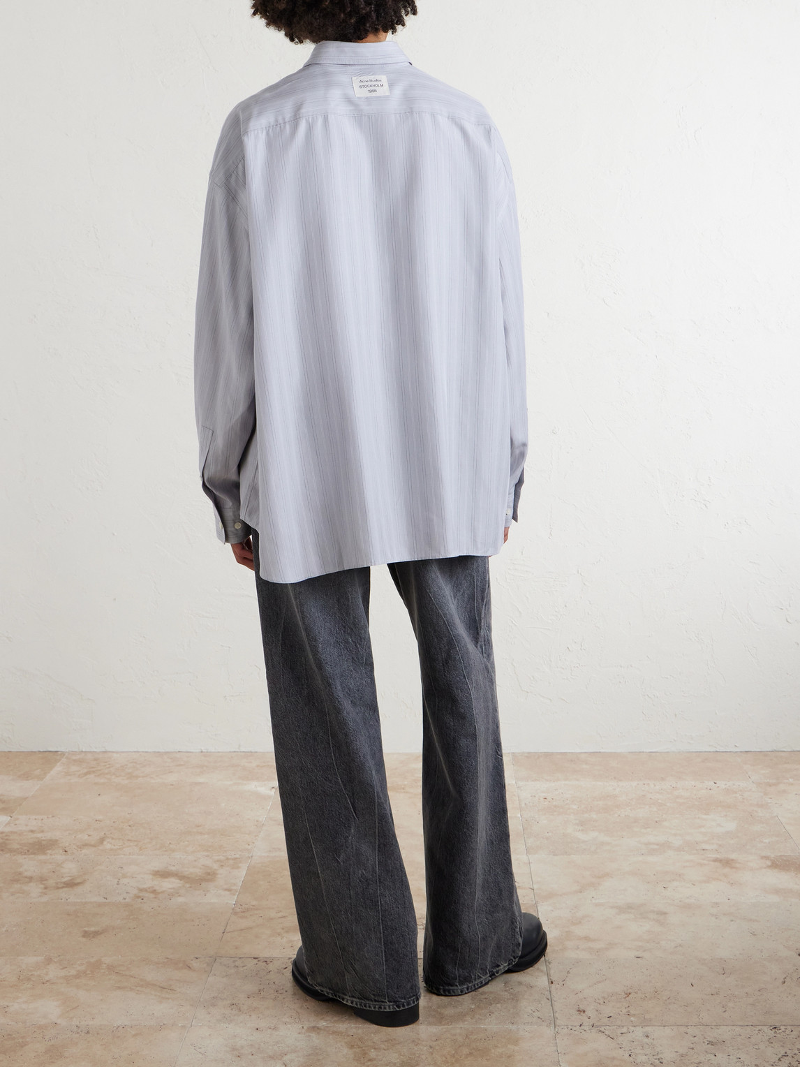  Acne Studios - Striped Lyocell Shirt - Men - Gray - It 50 