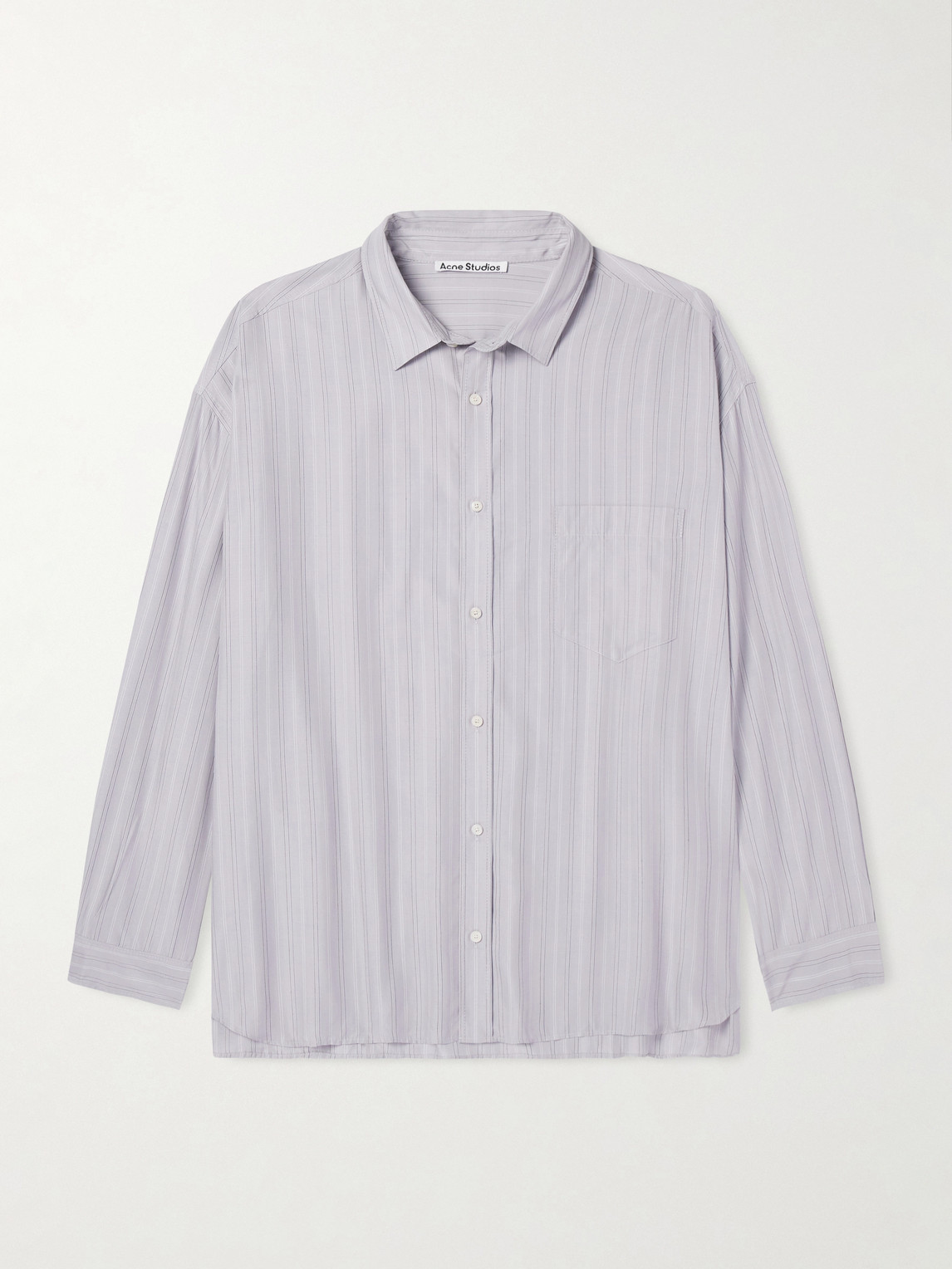 Acne Studios Striped Lyocell Shirt In Gray