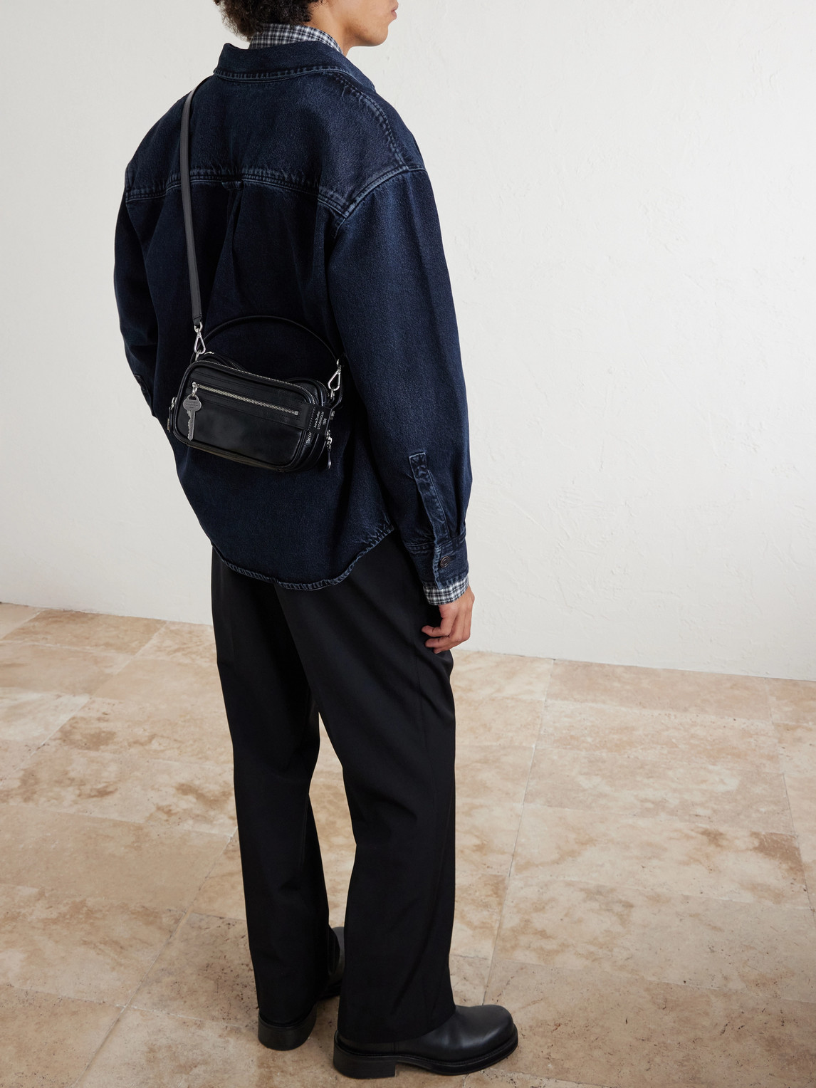  Acne Studios - Camero Embellished Textured-leather Messenger Bag - Men - Black 