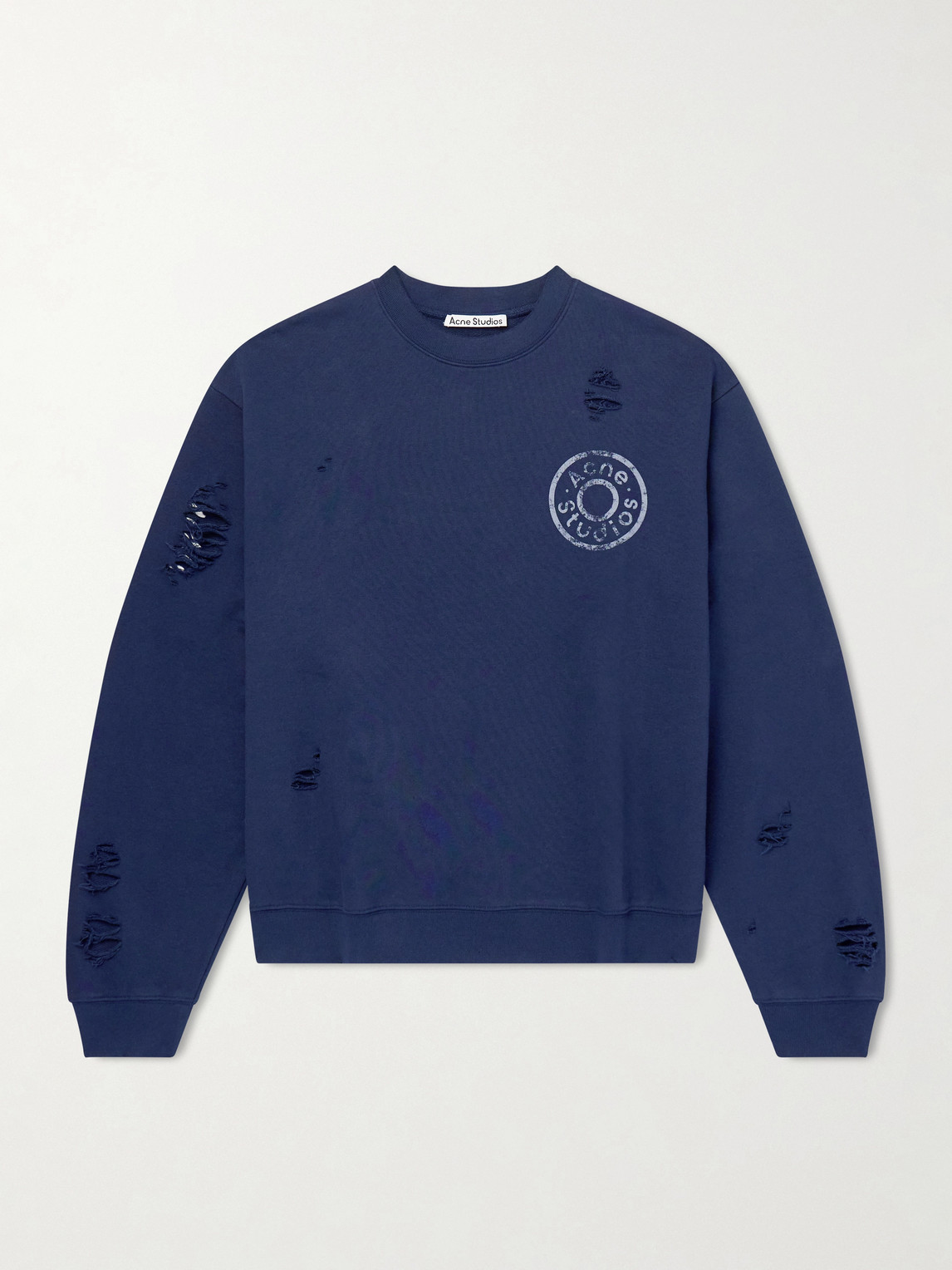 Acne Studios Franziska Oversized Distressed Logo-print Cotton-blend Jersey Sweatshirt In Multi