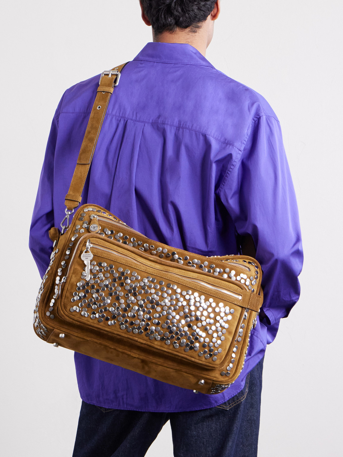  Acne Studios - Camero Camera Embellished Suede Shoulder Bag - Men - Brown 