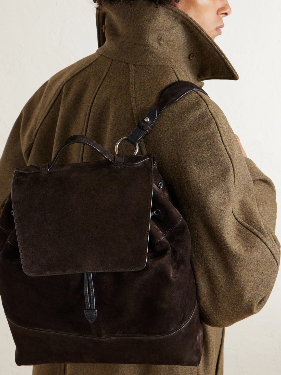 Metier Glide Suede Backpack In Brown