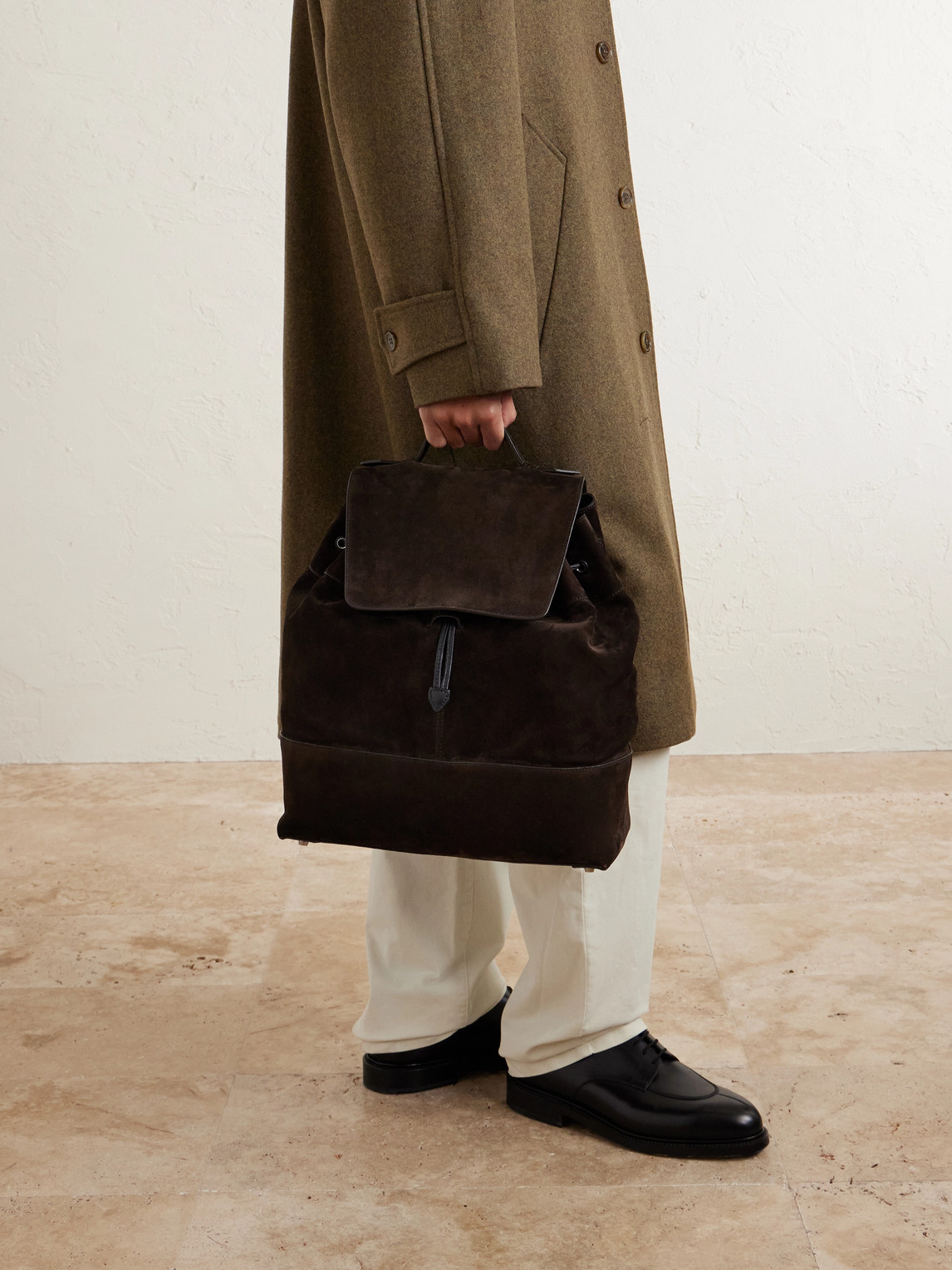Metier Glide Suede Backpack In Brown