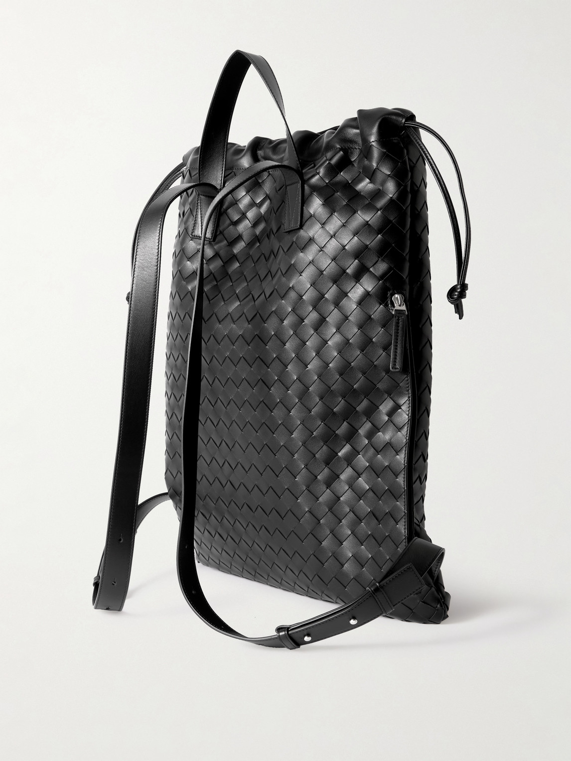  Bottega Veneta - Trail Intrecciato Leather Drawstring Backpack - Men - Black 