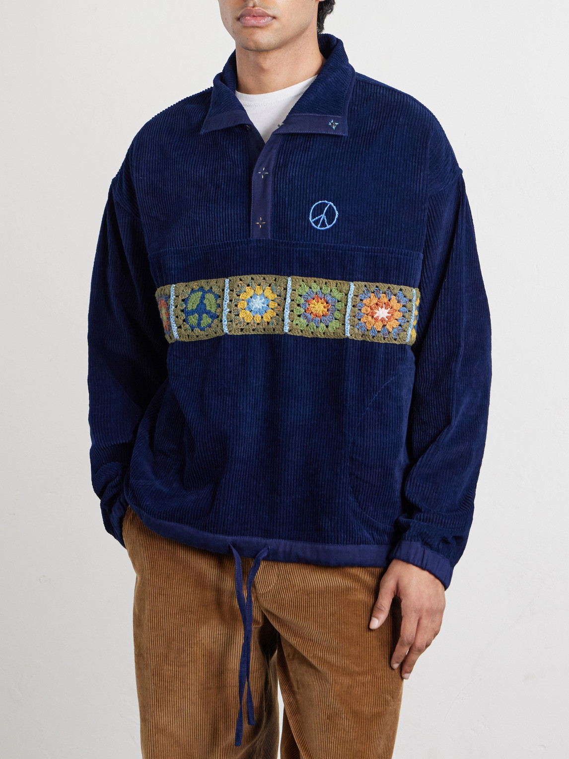  Story Mfg. - Polite Oversized Embroidered Appliquéd Organic Cotton-corduroy Sweatshirt - Men - Blue - Xs 
