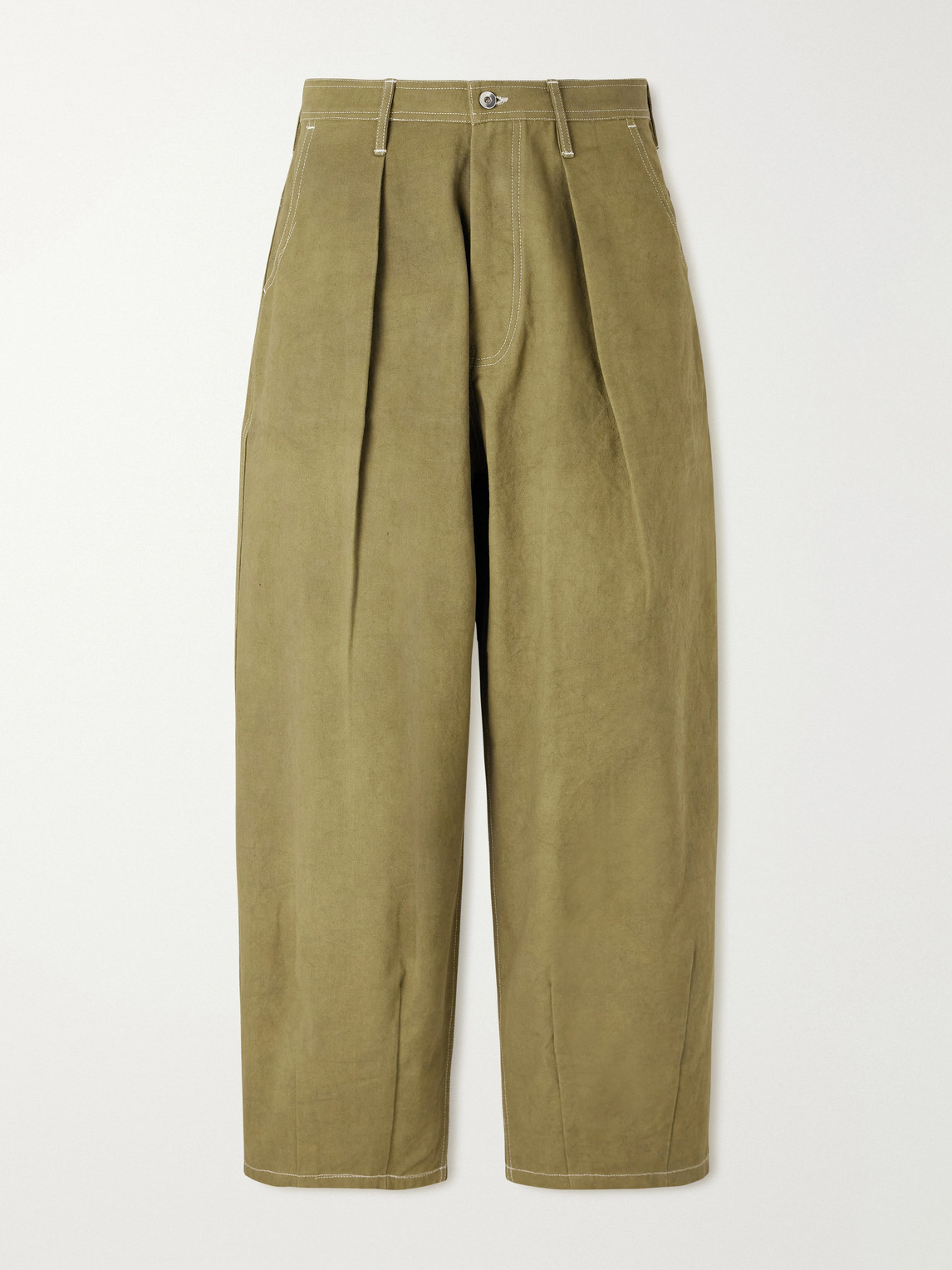 Story Mfg. Lush Wide-Leg Pleated Organic Cotton-Canvas Trousersen