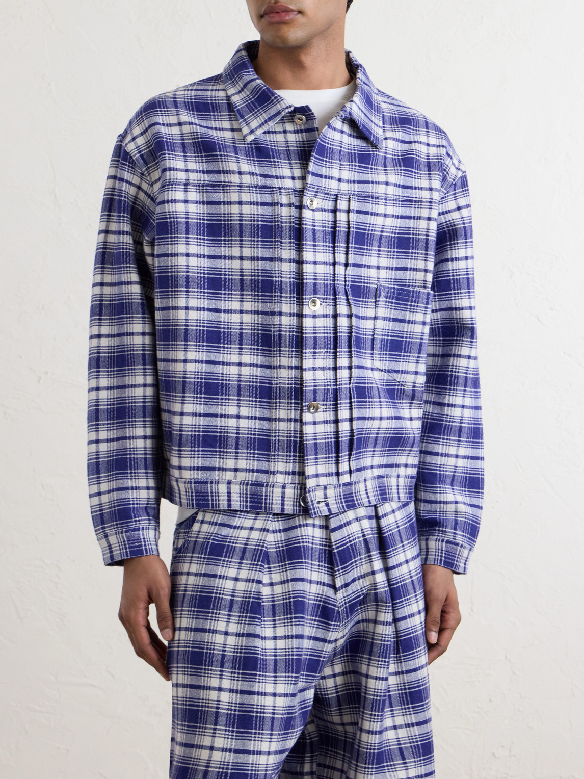  Story Mfg. - Friday Checked Cotton Jacket - Men - Blue - S 