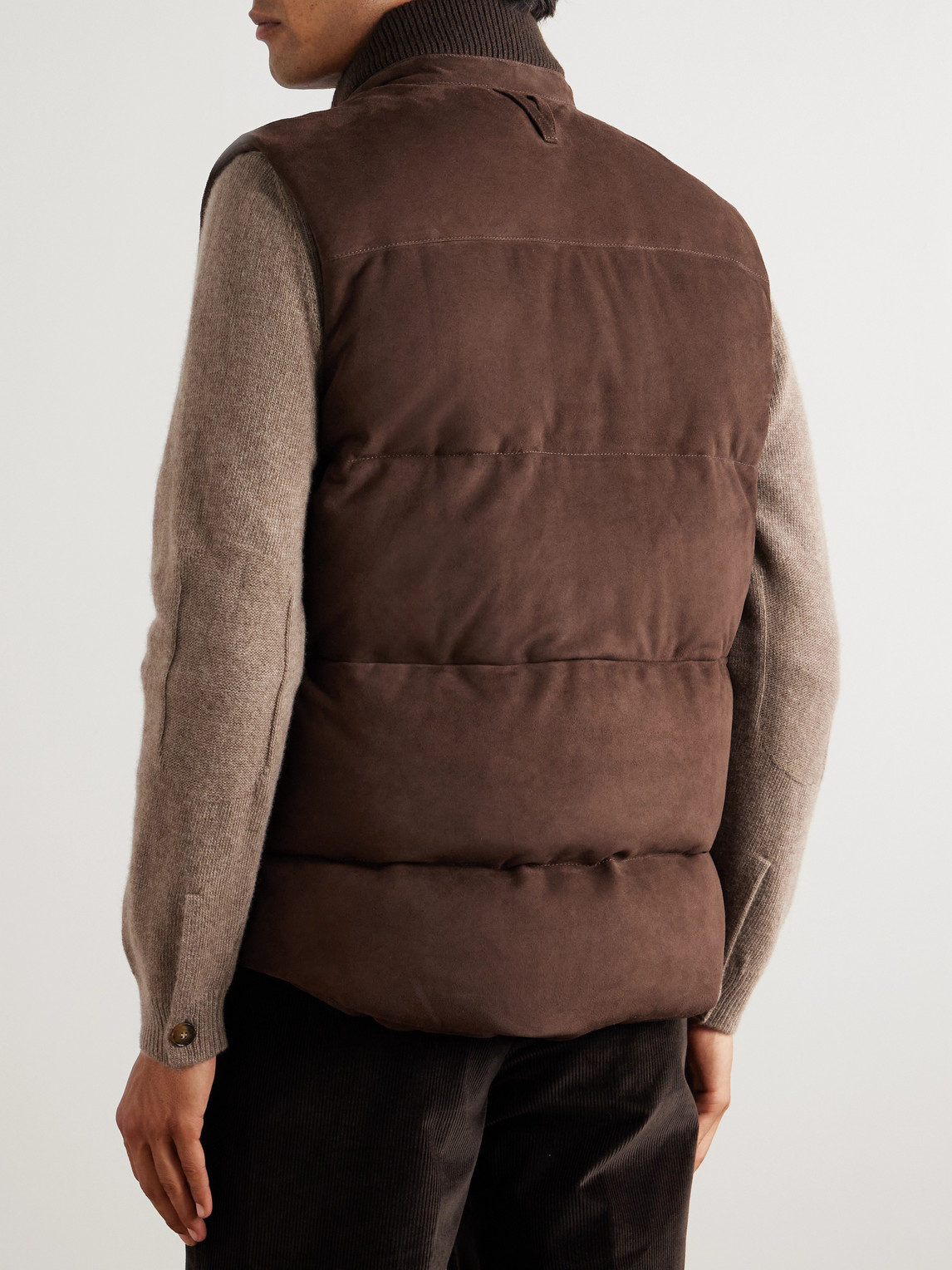 Valstar Locke Wool-trimmed Quilted Suede Down Gilet In Brown