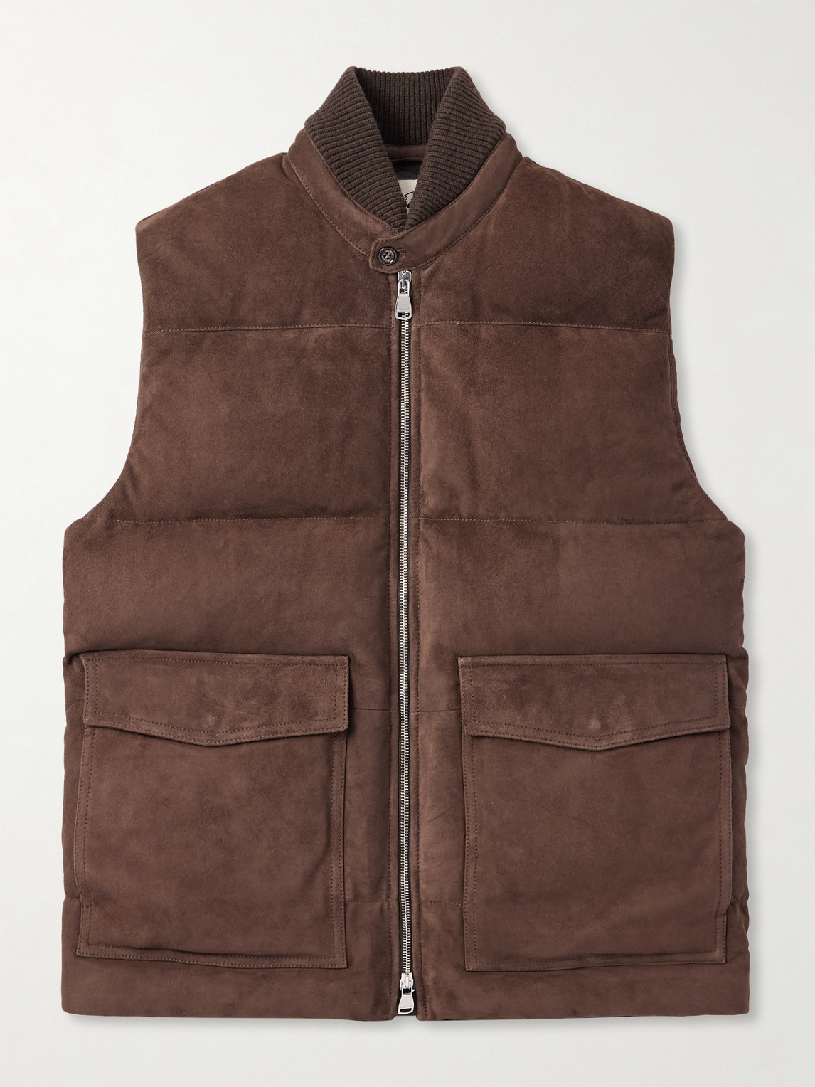 Valstar Locke Wool-trimmed Quilted Suede Down Gilet In Brown