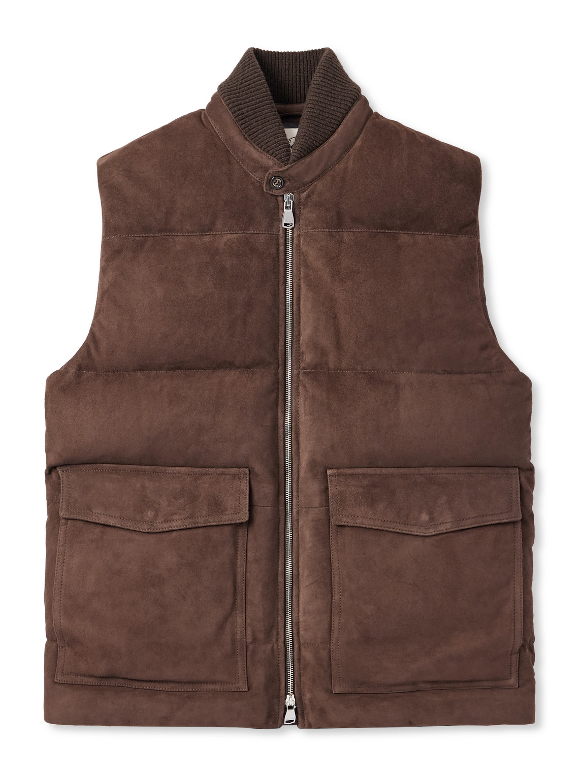 Valstar Locke Wool-trimmed Quilted Suede Down Gilet In Brown