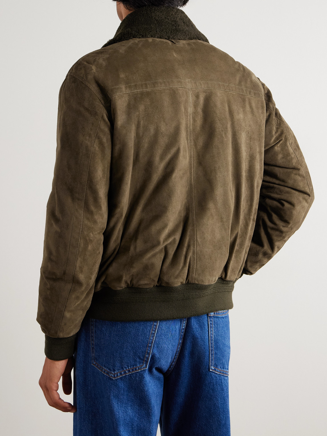 Valstar Cudden Shearling-trimmed Suede Down Aviator Jacket In Brown