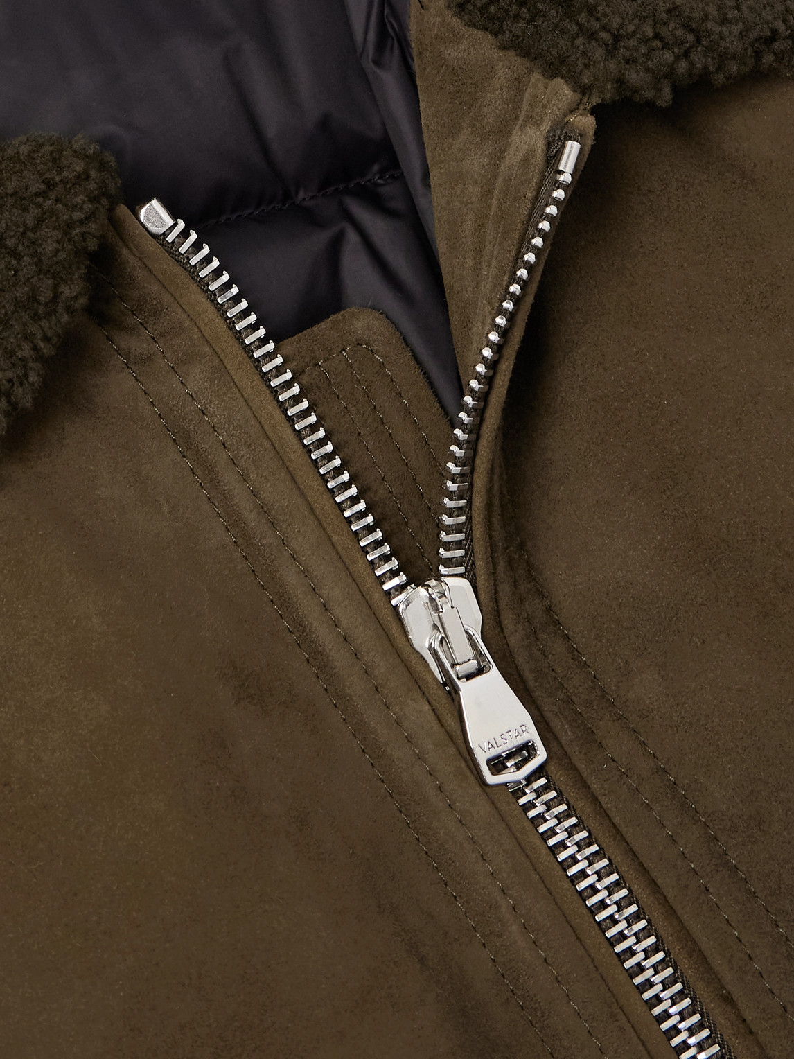 Valstar Cudden Shearling-trimmed Suede Down Aviator Jacket In Brown